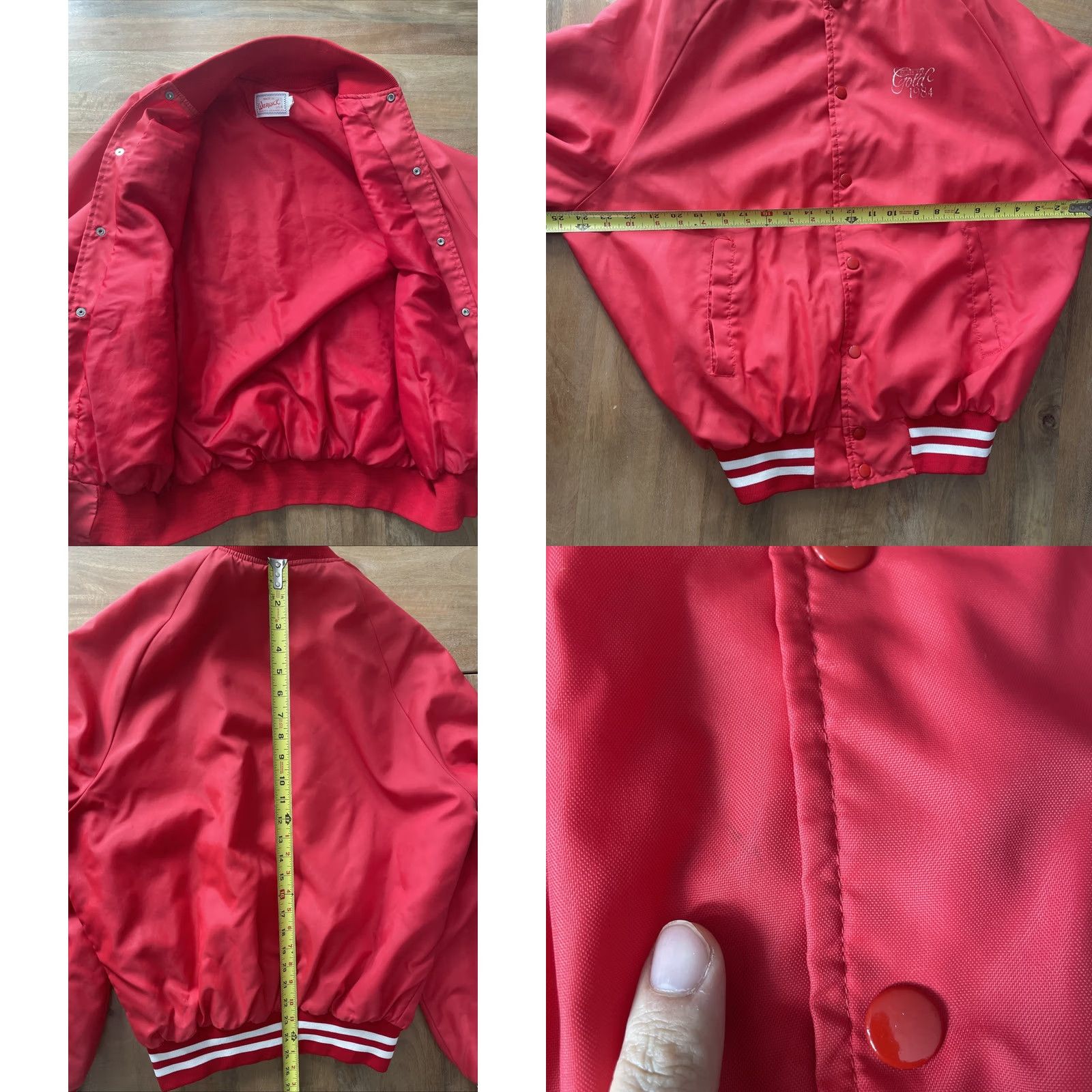 Vintage VINTAGE Warwick Satin Varsity Bomber Jacket Red XL 1980s Letterman 3M Go For Gold Mens Size US L / EU 52-54 / 3 - 8 Thumbnail