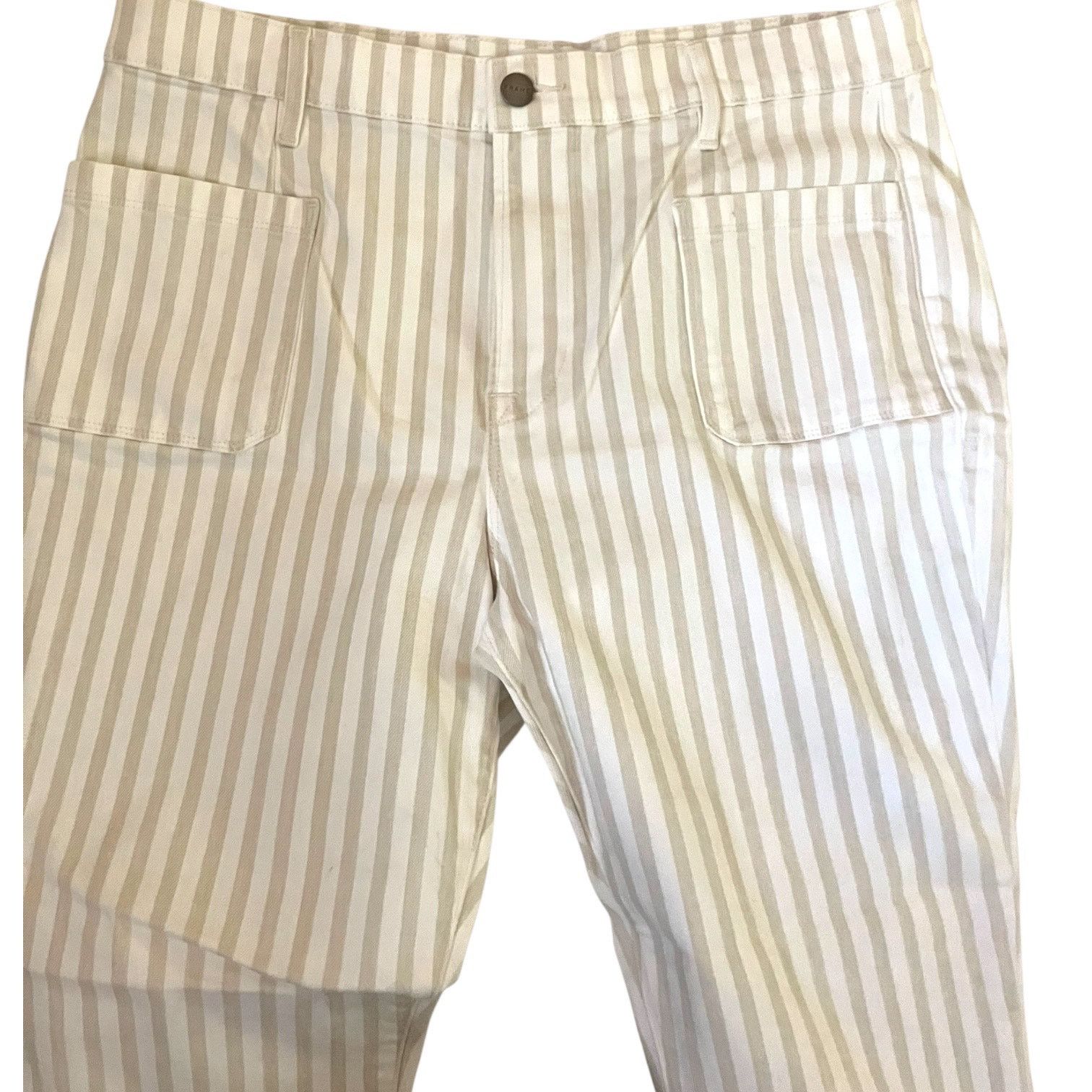 Frame FRAME Striped Le Bardot Crop Flare Raw Edge Denim Pant-sz 33 Size 33" - 9 Thumbnail