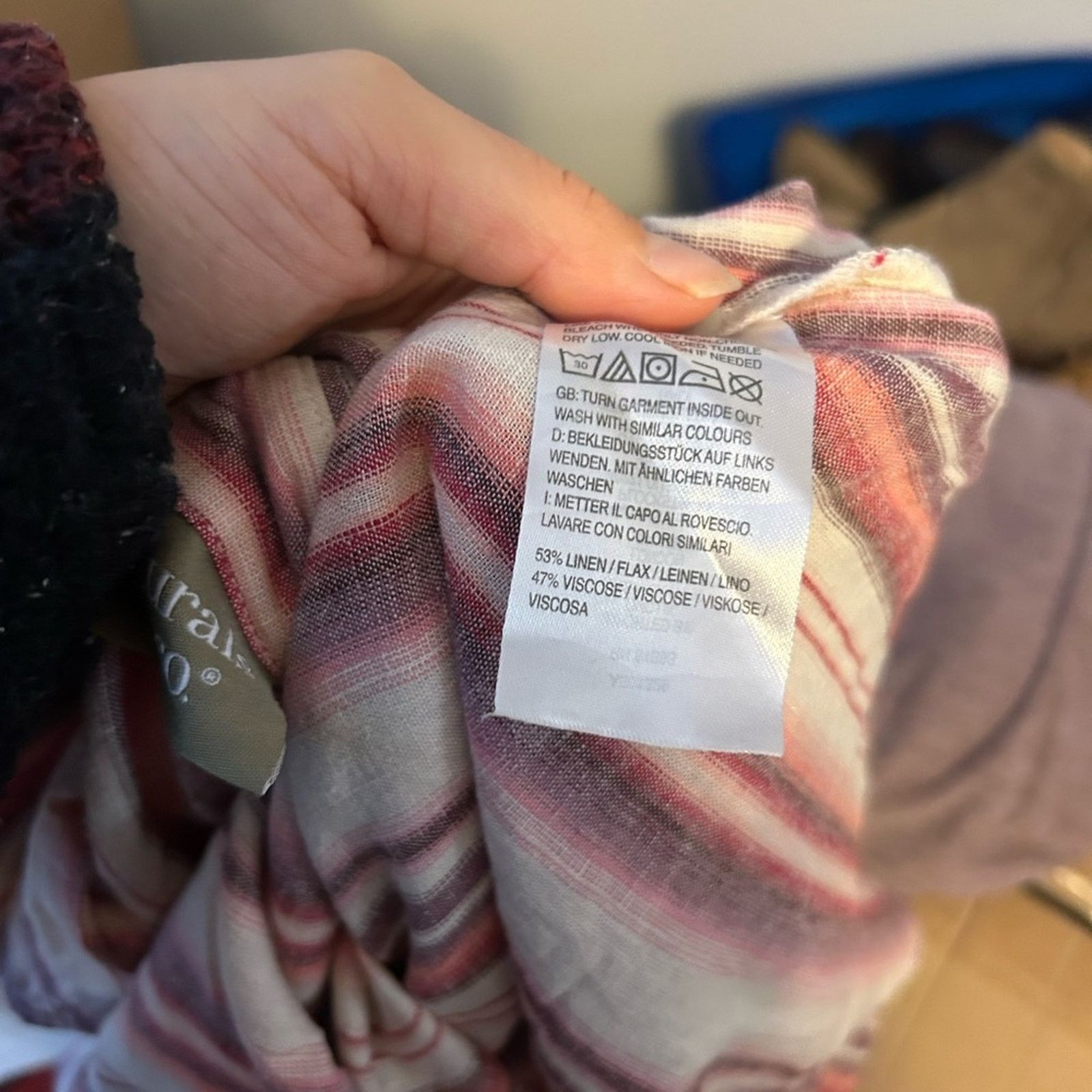 Denim & Co. Denim & Co. Naturals Linen Blend Striped Side Button Blouse Size XS / US 0-2 / IT 36-38 - 4 Thumbnail