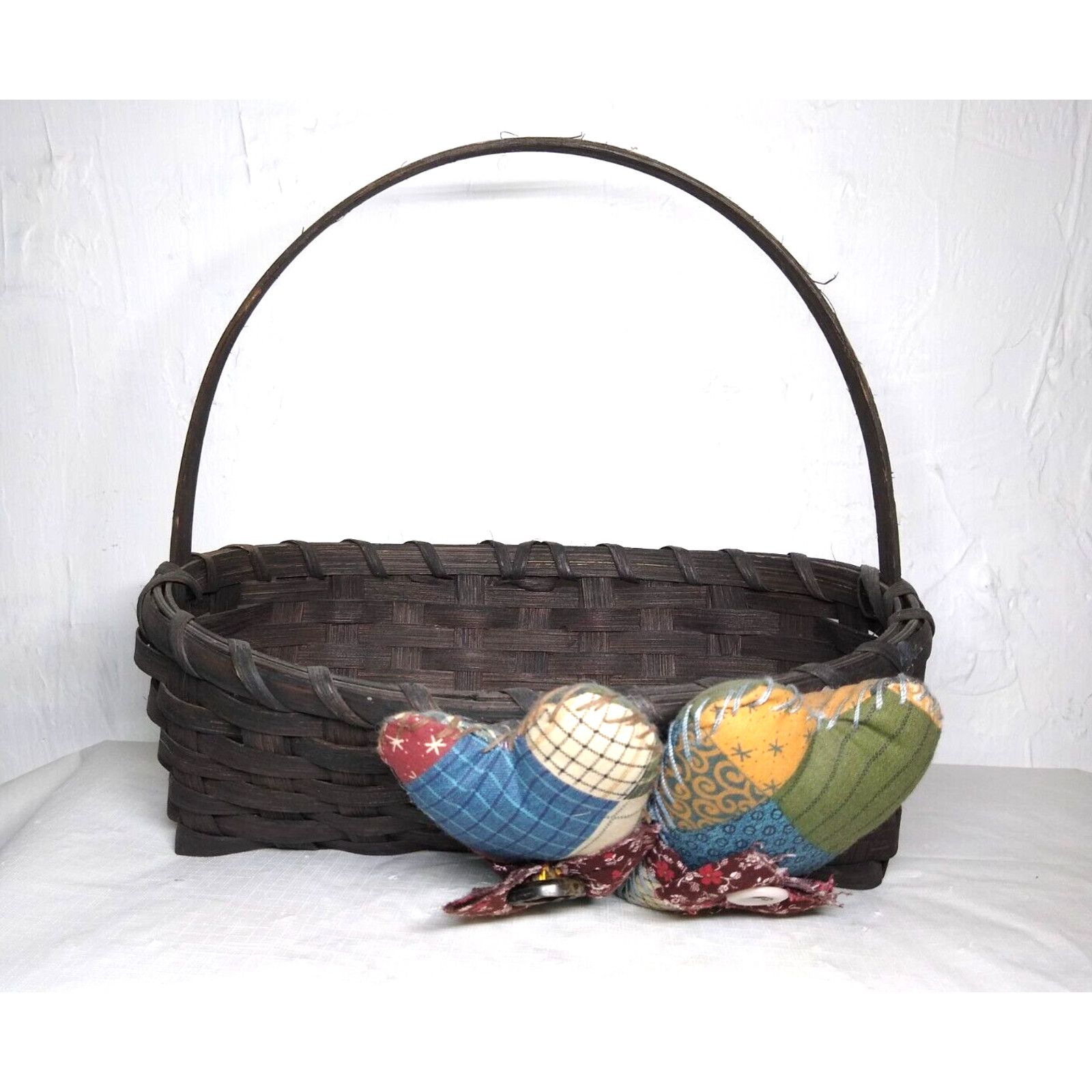 Other Dark Brown Basket with Adorable Stuffed Pillow Hearts 11x7x4 Size ONE SIZE - 1 Thumbnail
