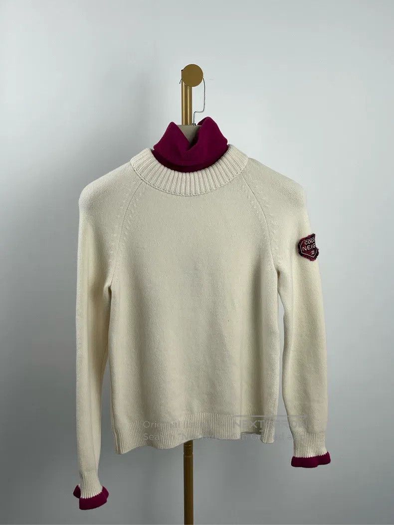 Chanel Chanel White logo letter logo cashmere high-neck sweater Size XXS / US 00 / IT 34 - 1 Thumbnail