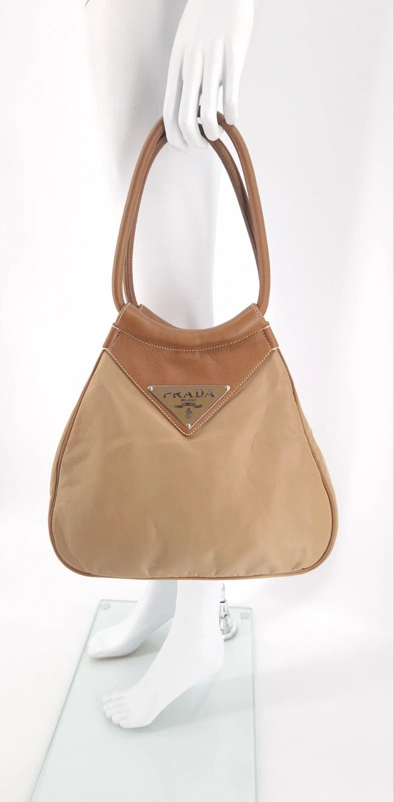 Prada Prada Big Logo Tessuto + Leather Hobo Bag Size ONE SIZE - 6 Thumbnail