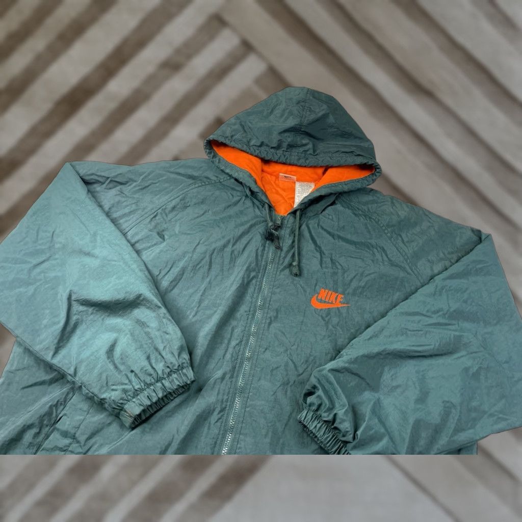 Nike VINTAGE Nike Jacket SWOOSH 90s Streetwear Winter Men 2XL Green Orange Nike Mens Jacket Size US XXL / EU 58 / 5 - 1 Thumbnail