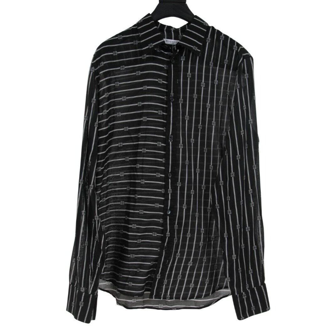 Givenchy Striped Logo Button Down Shirt 41 Black White Size US M / EU 48-50 / 2 - 1 Thumbnail