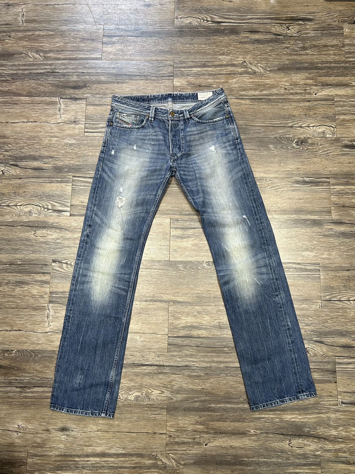 Image of Diesel Washed Distressed Jeans in Washed Blue, Men's (Size 31)