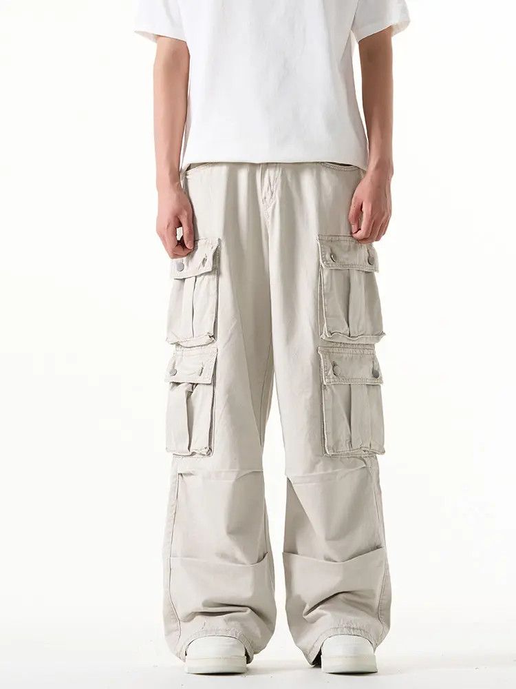 Japanese Brand × Jean White Cargo Baggy Denim Jeans Size US 34 / EU 50 - 4 Thumbnail