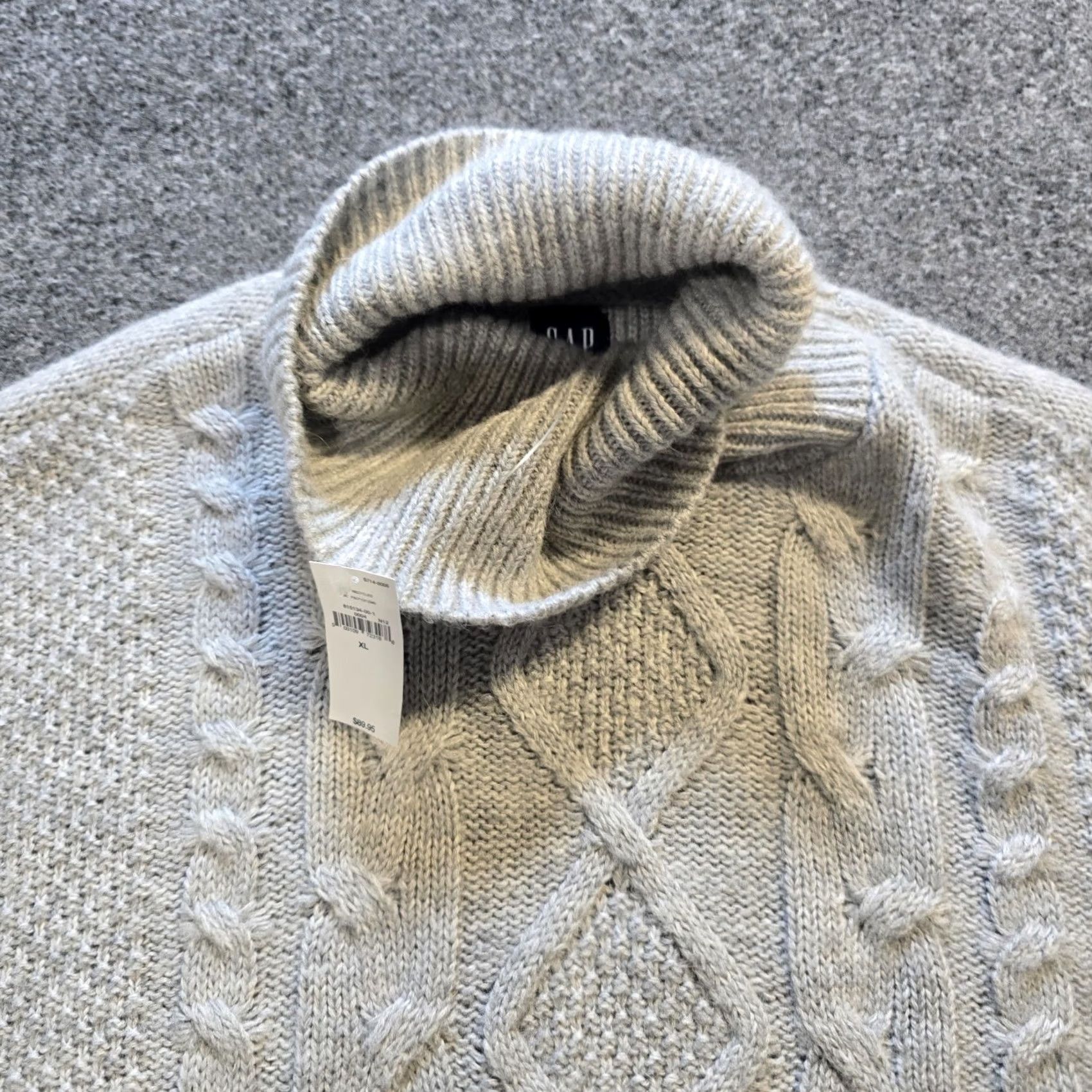 Gap GAP Sweater Womens Size XL Gray Cable-Knit Wool Alpaca Blend Turtleneck Casual Pullover Regular Women’s Winter Size XL / US 12-14 / IT 48-50 - 3 Thumbnail
