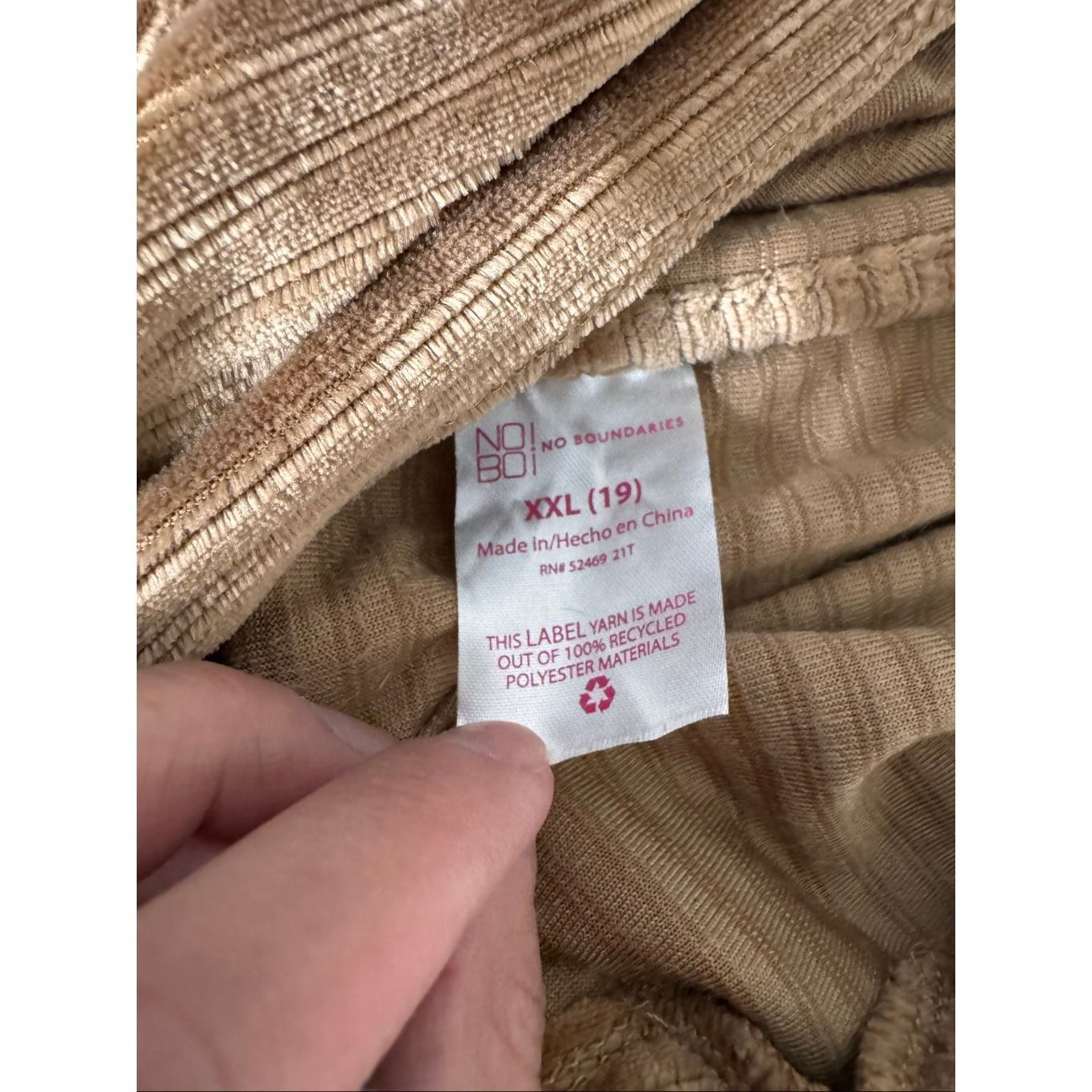 Other No Boundaries Tan Velour Hoodie XXL 19 | Cozy Soft Ribbed Pullover | Plus Size Loungewear Size XXL / US 16-18 / IT 52-54 - 6 Thumbnail