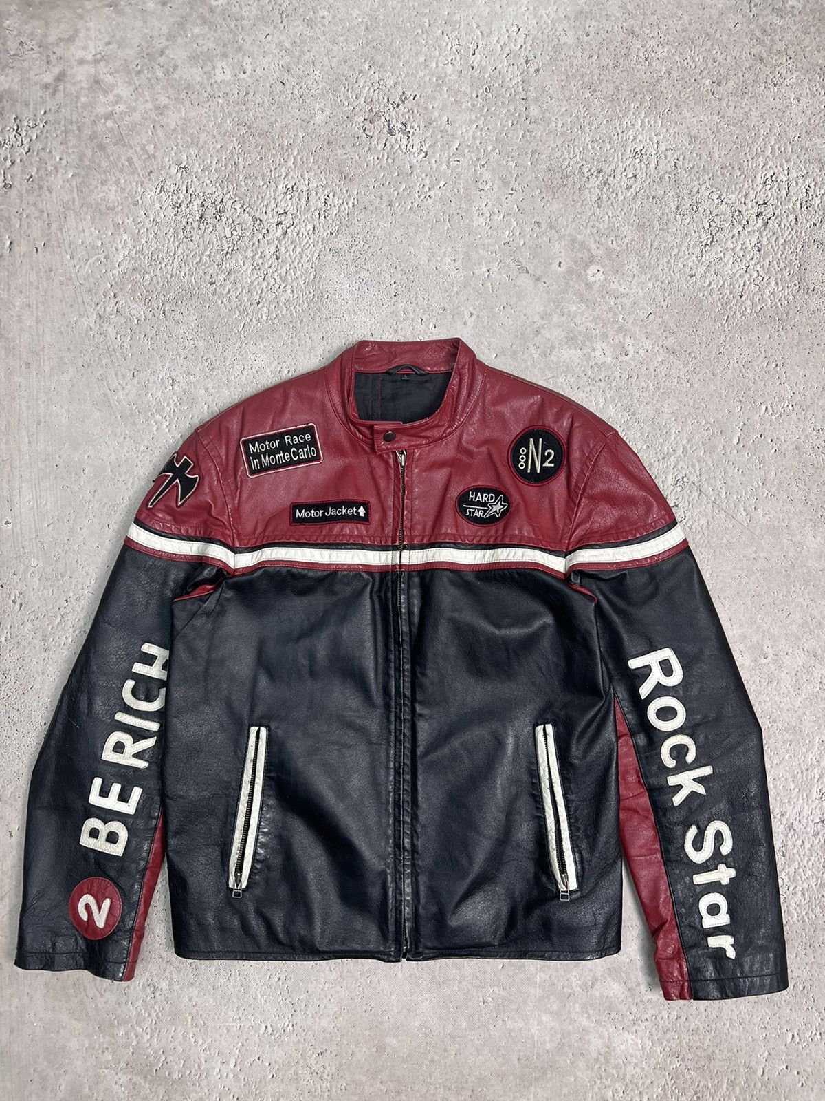 Vintage Vintage faded leather Racing Jacket distressed AvantGarage ...