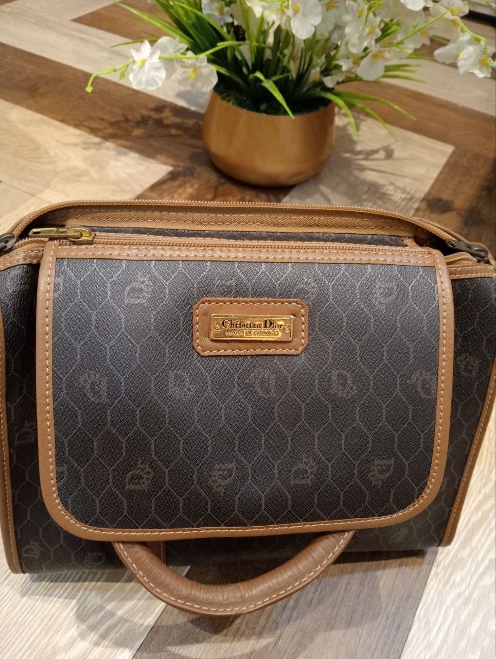 Dior VINTAGE CHRISTIAN DIOR BOSTON HANDBAG HONEYCOMB PATTERN Size ONE SIZE - 11 Thumbnail