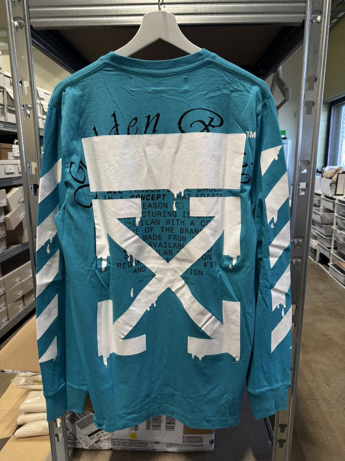 Off-White Dripping Arrow Long Sleeve T-Shirt NEW 550$