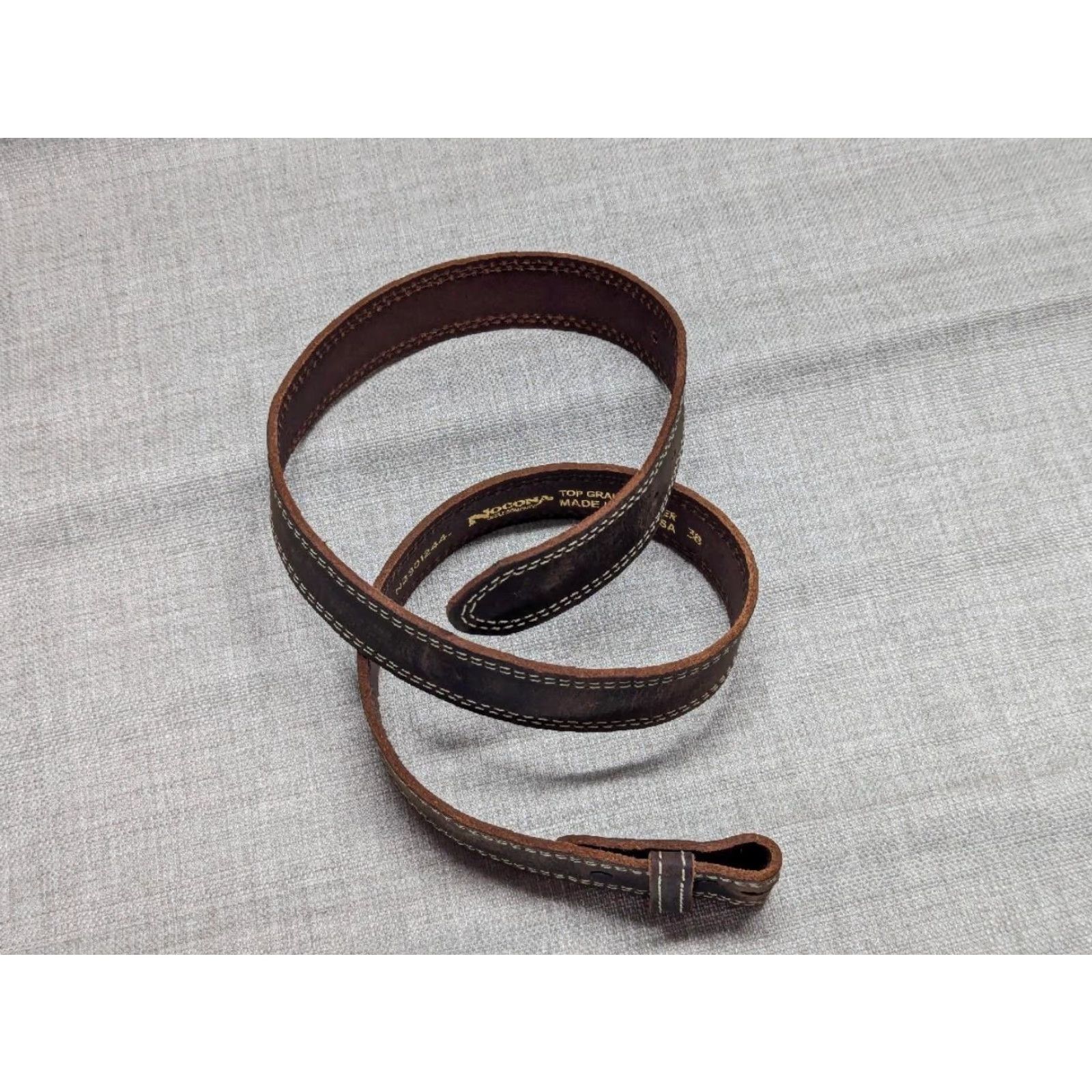 Vintage VINTAGE NOCONA belt Buckle Cowhide Leather 38 Men Brown Stitching Western Belt Size 38 - 3 Thumbnail
