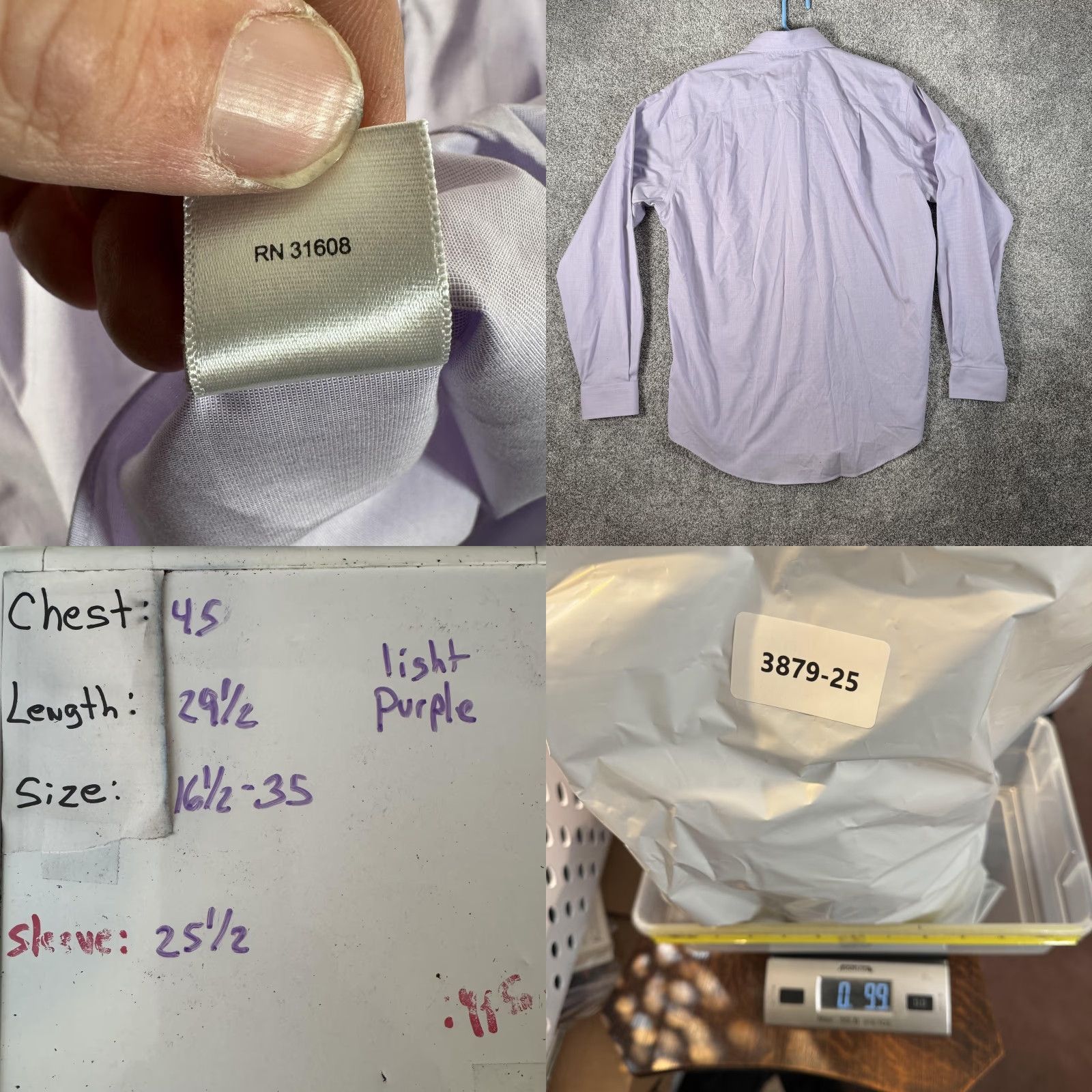 Jos. A. Bank VINTAGE Jos. A. Bank Traveler TravelTech Dress Shirt Mens 16.5-35 Lavender Slim Stretch Shirt Mens 16.5 Slim Long Sleeve Purple TravelTech Size 46R - 8 Thumbnail