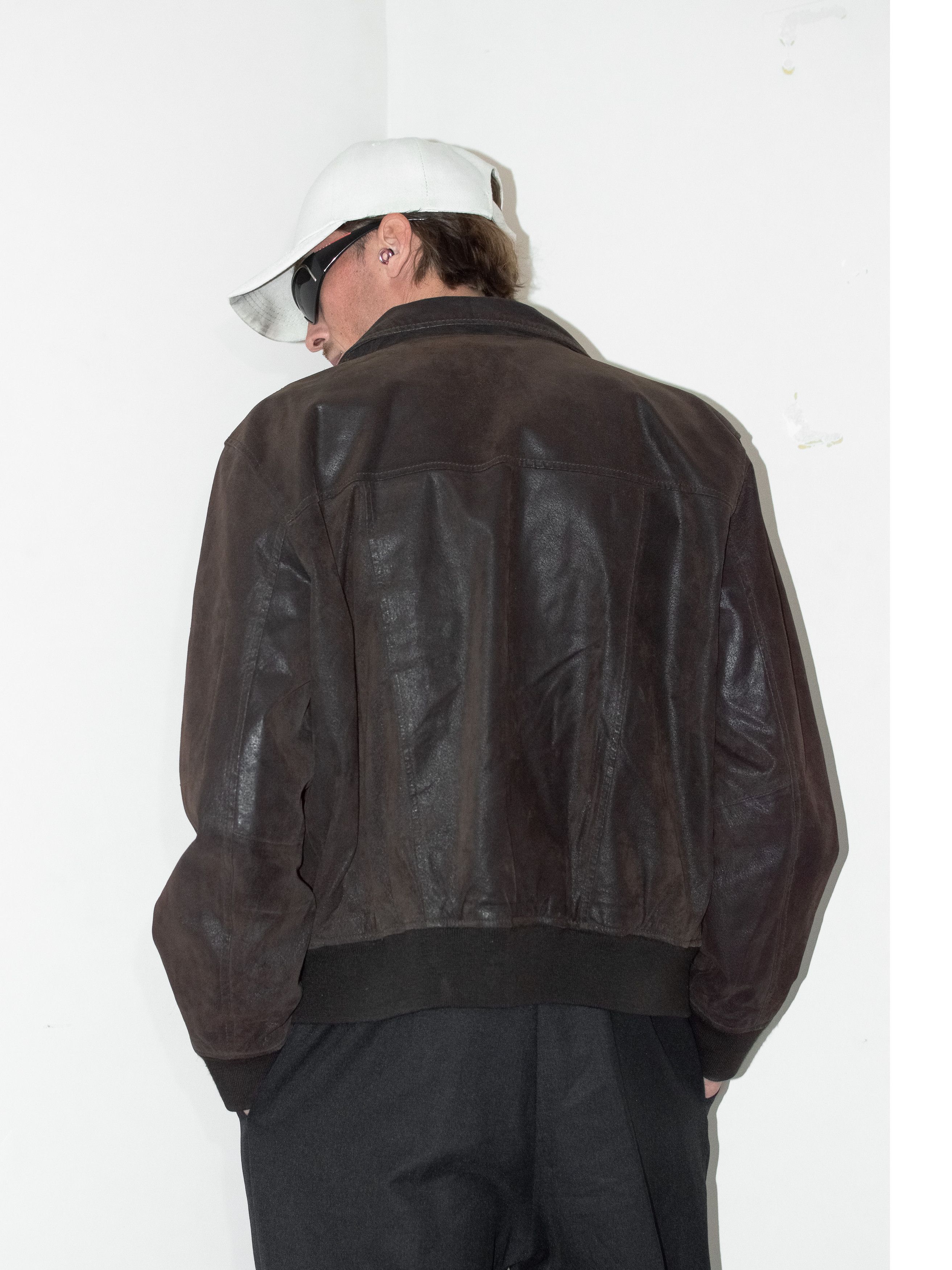 Designer × Vintage Vintage 90s Faded Brown Zip Through Real Leather Jacket Size US L / EU 52-54 / 3 - 3 Thumbnail