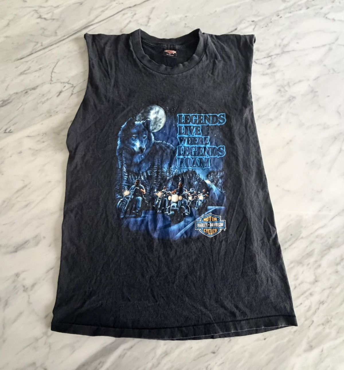 Harley Davidson Vintage Harley-Davidson Wolf Biker Cutoff Sleeveless Tee Size US L / EU 52-54 / 3 - 1 Thumbnail