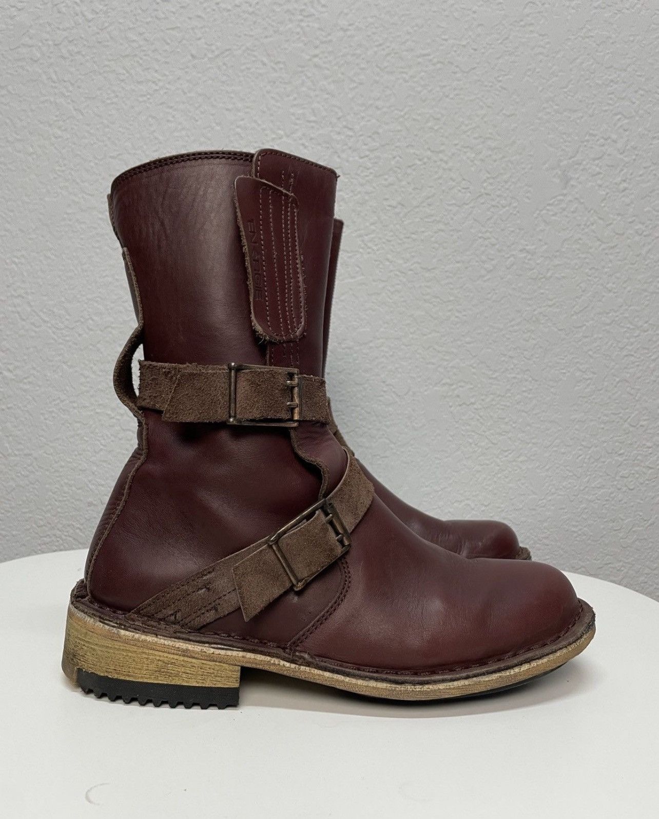 If Six Was Nine Vintage Rick Owens Vibe Burgundy Leather Moto Biker Boots Size US 9 / EU 42 - 9 Thumbnail
