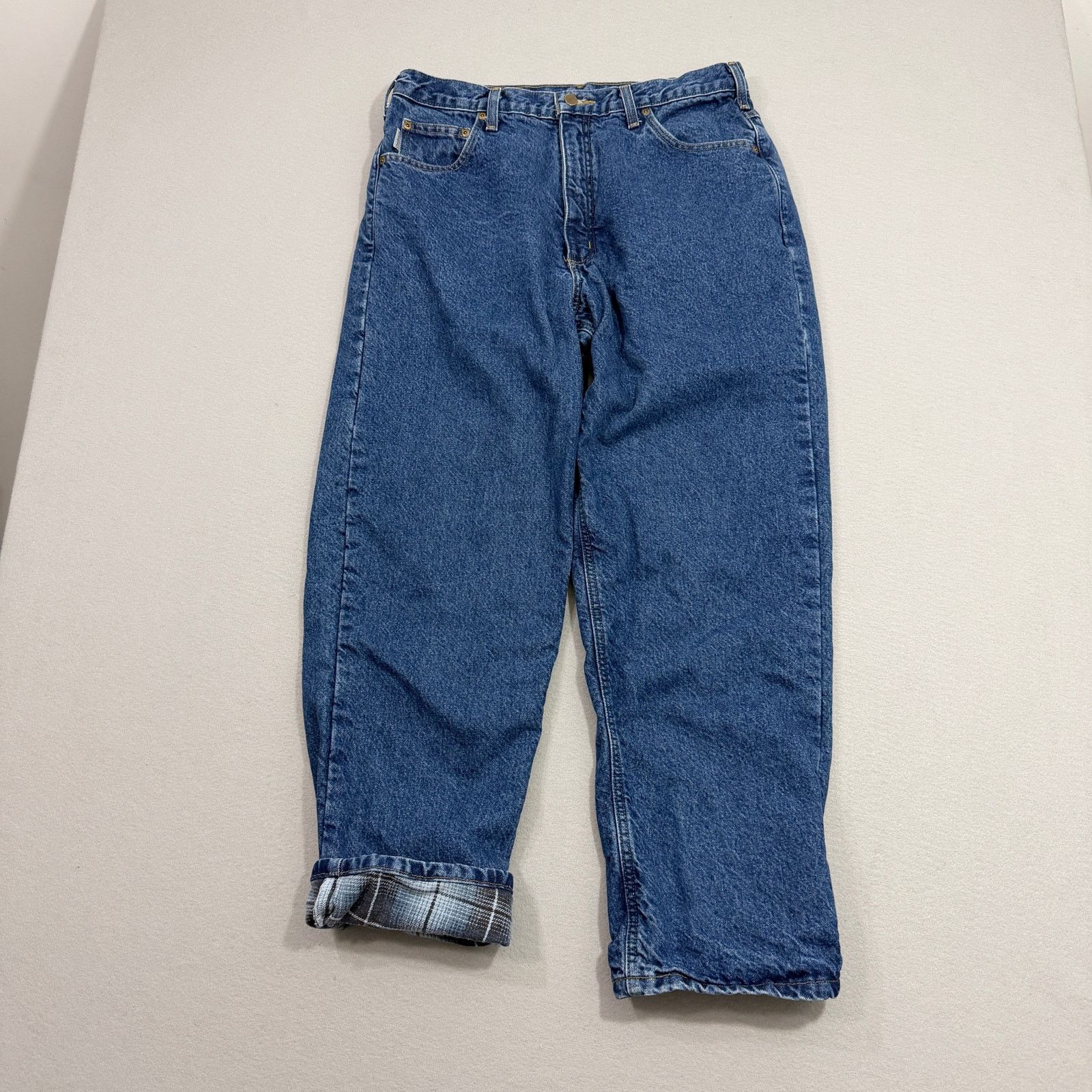 Carhartt Carhartt Relaxed Fit Flannel Lined Jeans Mens 36x30 Blue Size US 36 / EU 52 - 1 Thumbnail