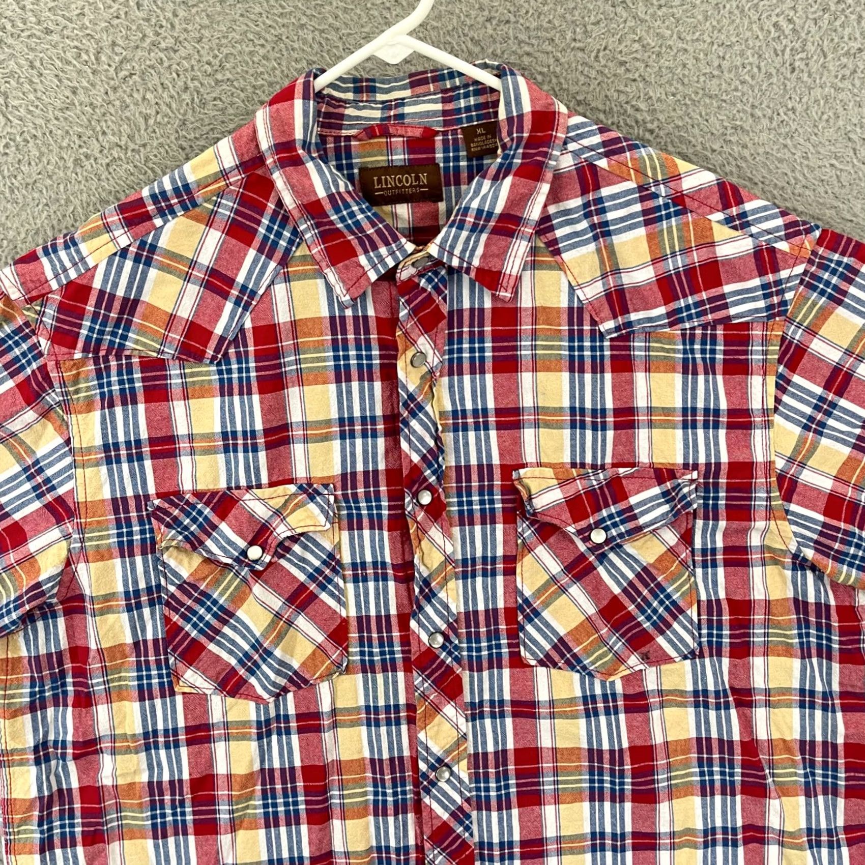 Vintage VINTAGE Lincoln Outfitters Pearl Snap Shirt Mens XL Check Short Sleeve 80s Western Size US XL / EU 56 / 4 - 3 Thumbnail