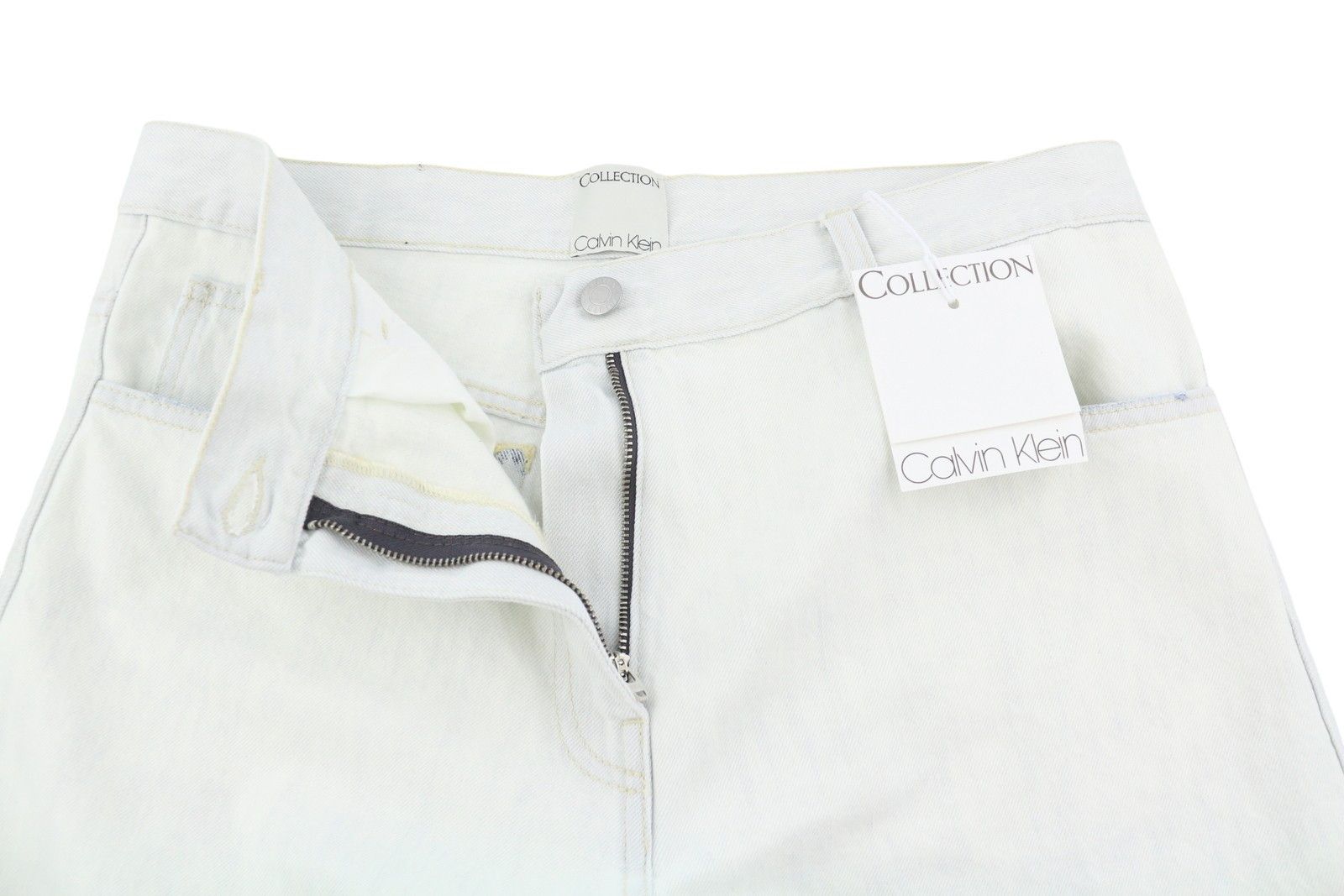 Calvin Klein W29/L32 White Faded Relaxed Straight Denim 87839 Size 29" - 4 Thumbnail