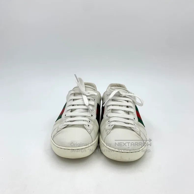 Gucci White striped webbing lacing casual flat board shoes