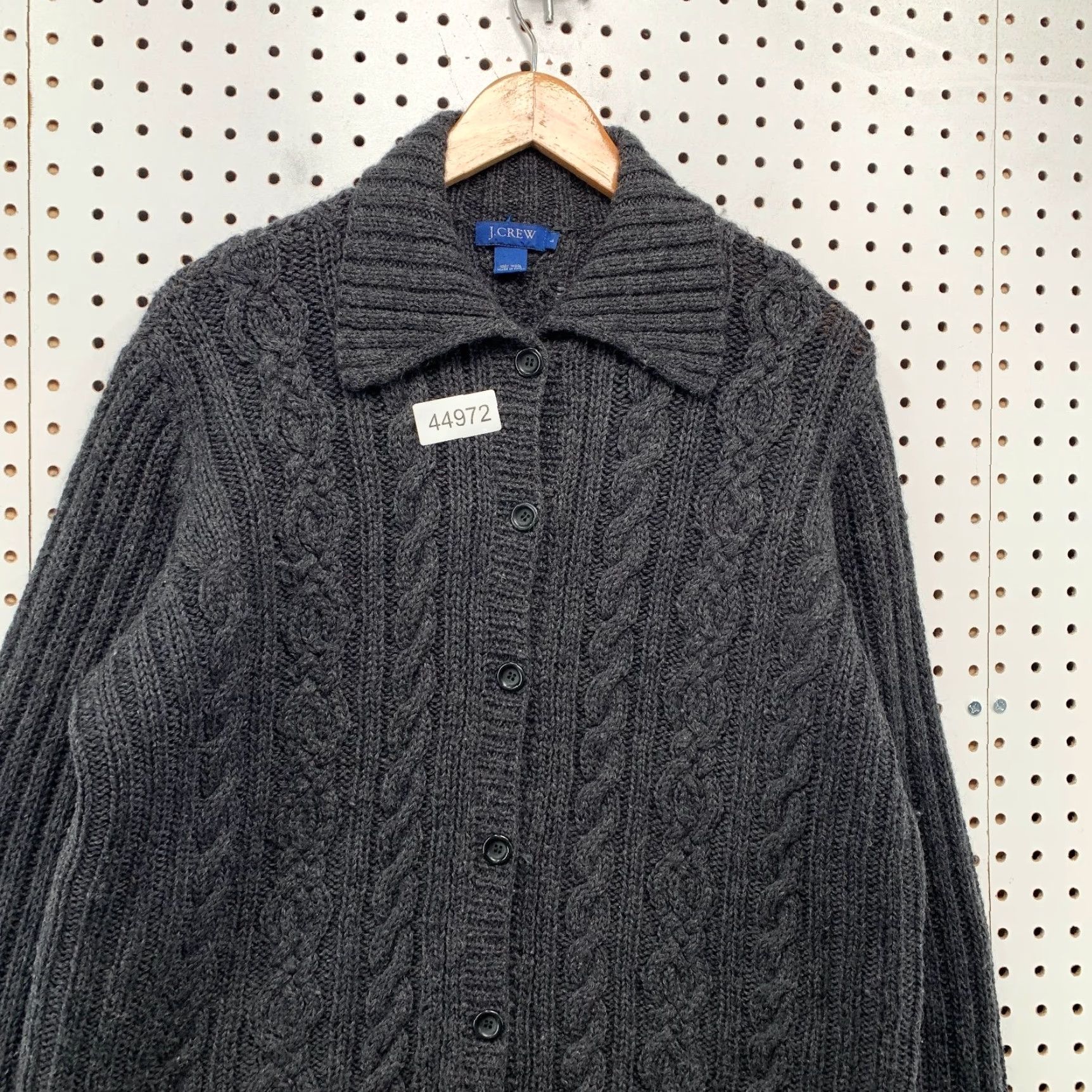 J.Crew VINTAGE J.CREW Cardigan Sweater Womens L Gray 90s Cable Knit Button Wool Cardigan Size L / US 10 / IT 46 - 4 Thumbnail