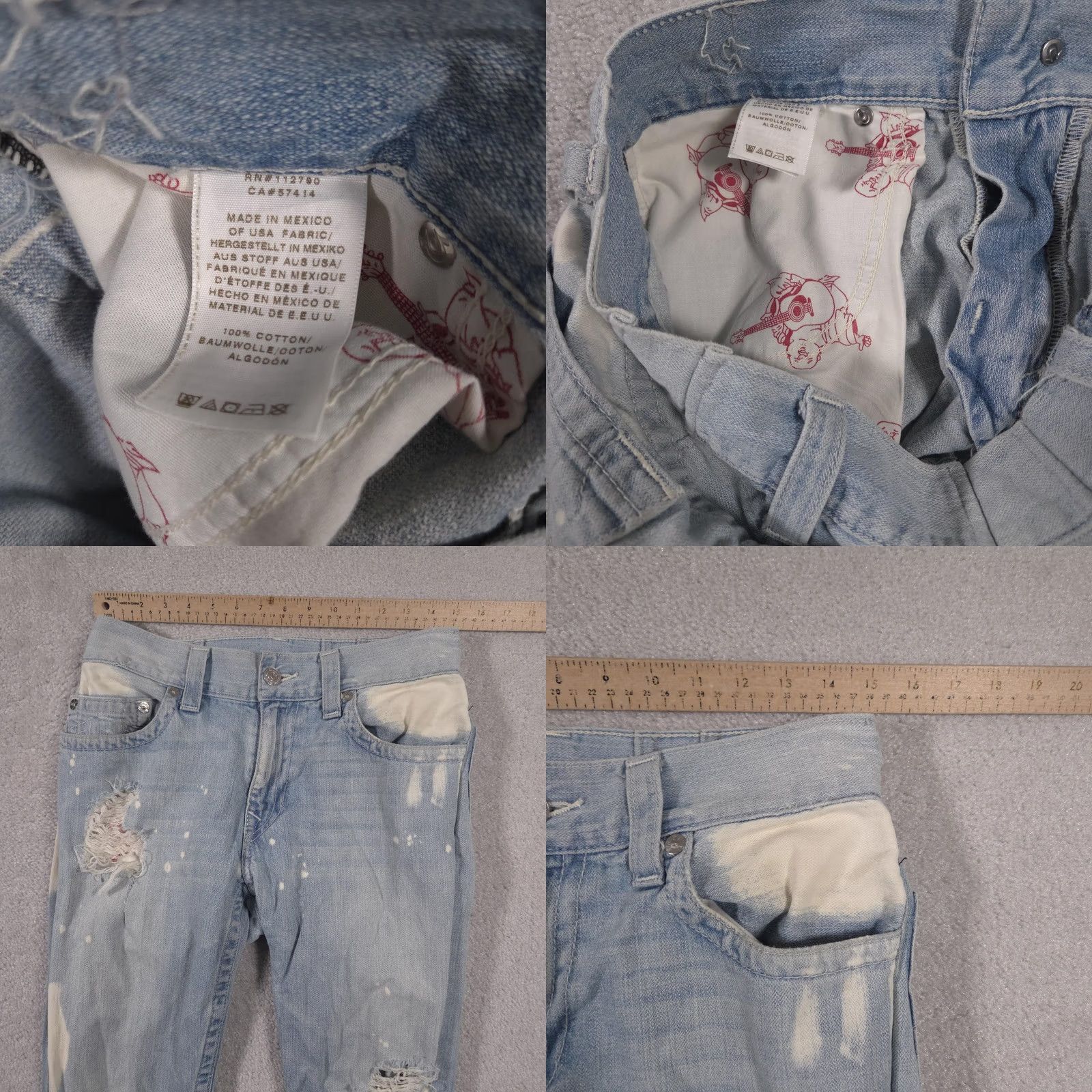 True Religion VINTAGE True Religion Jeans Mens Slim Denim 33 Light Wash Distressed Paint Splatter Size US 33 - 8 Thumbnail
