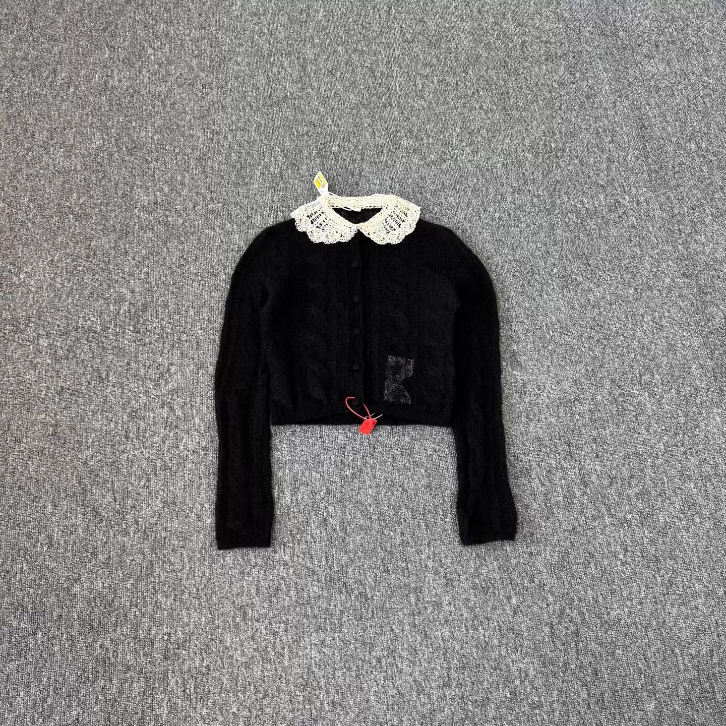 Saint Laurent Paris SLP black lace dollcollar sh knit cardigan XS 99new Size XS / US 0-2 / IT 36-38 - 1 Thumbnail