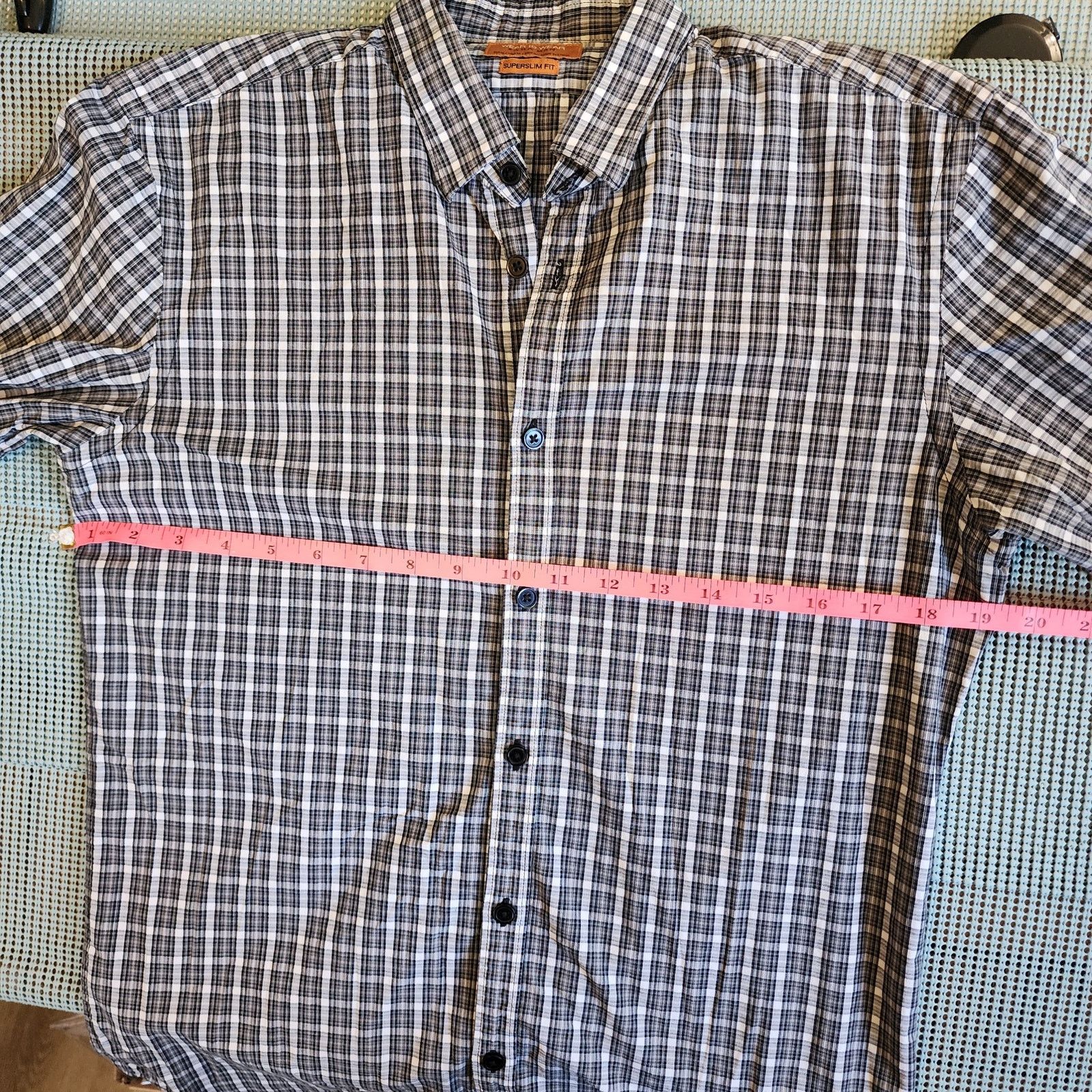 Zara Zara Man Super Slim Fit Men's Gray/White Plaid Shirt Size M Size US M / EU 48-50 / 2 - 6 Thumbnail