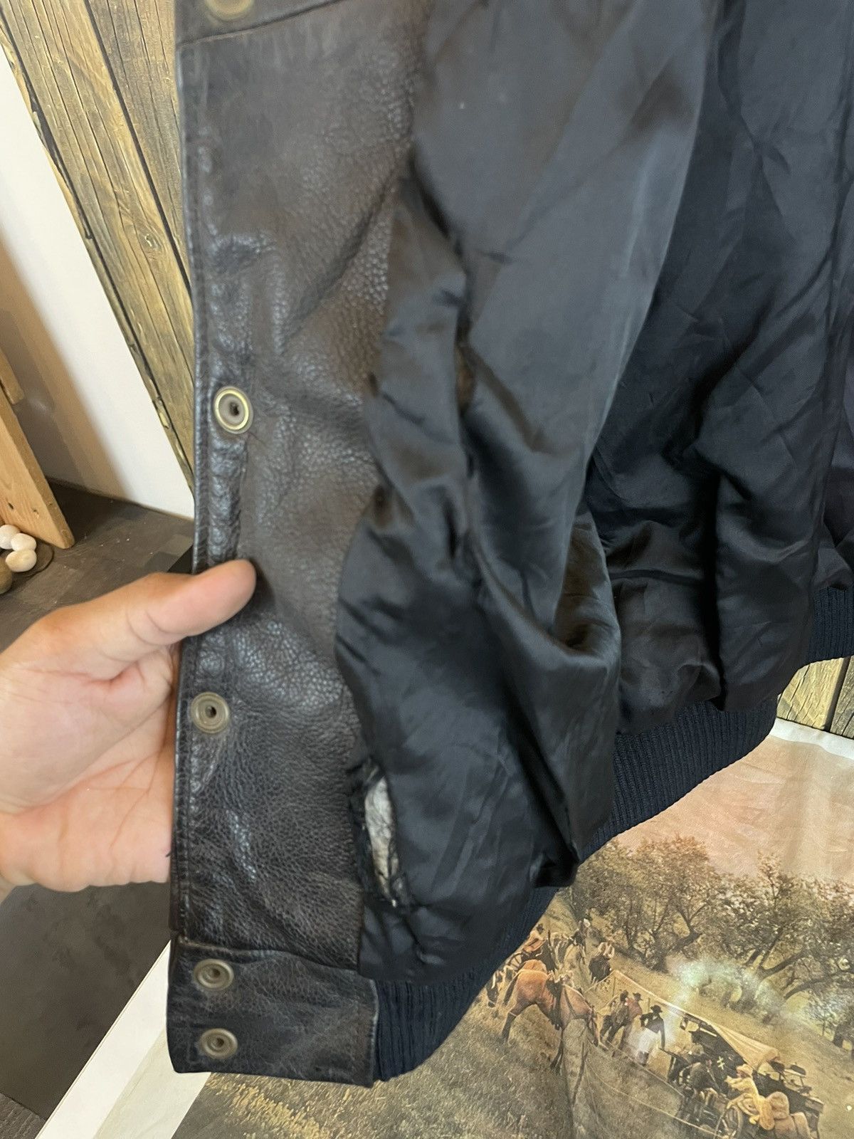 Japanese Brand Vintage forest guard leather varsity Jacket ziper ups Size US L / EU 52-54 / 3 - 11 Thumbnail