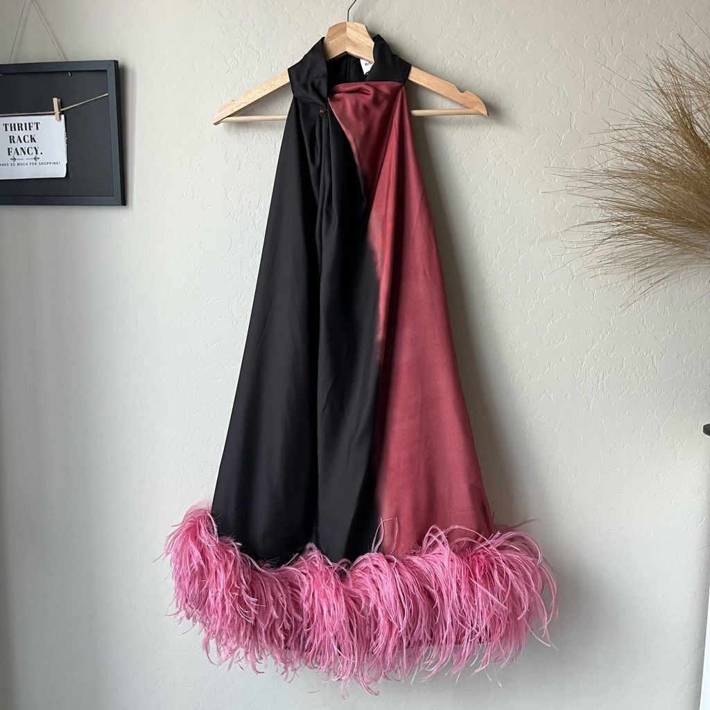 16Arlington Dress Feather Trim Cynthia Mini Dress Brown Pink