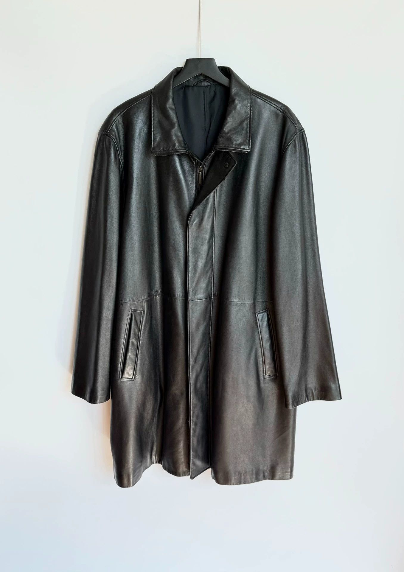 Alfred Dunhill Dunhill Black Lambskin Long Leather Coat XL 98% New Size US XL / EU 56 / 4 - 1 Thumbnail