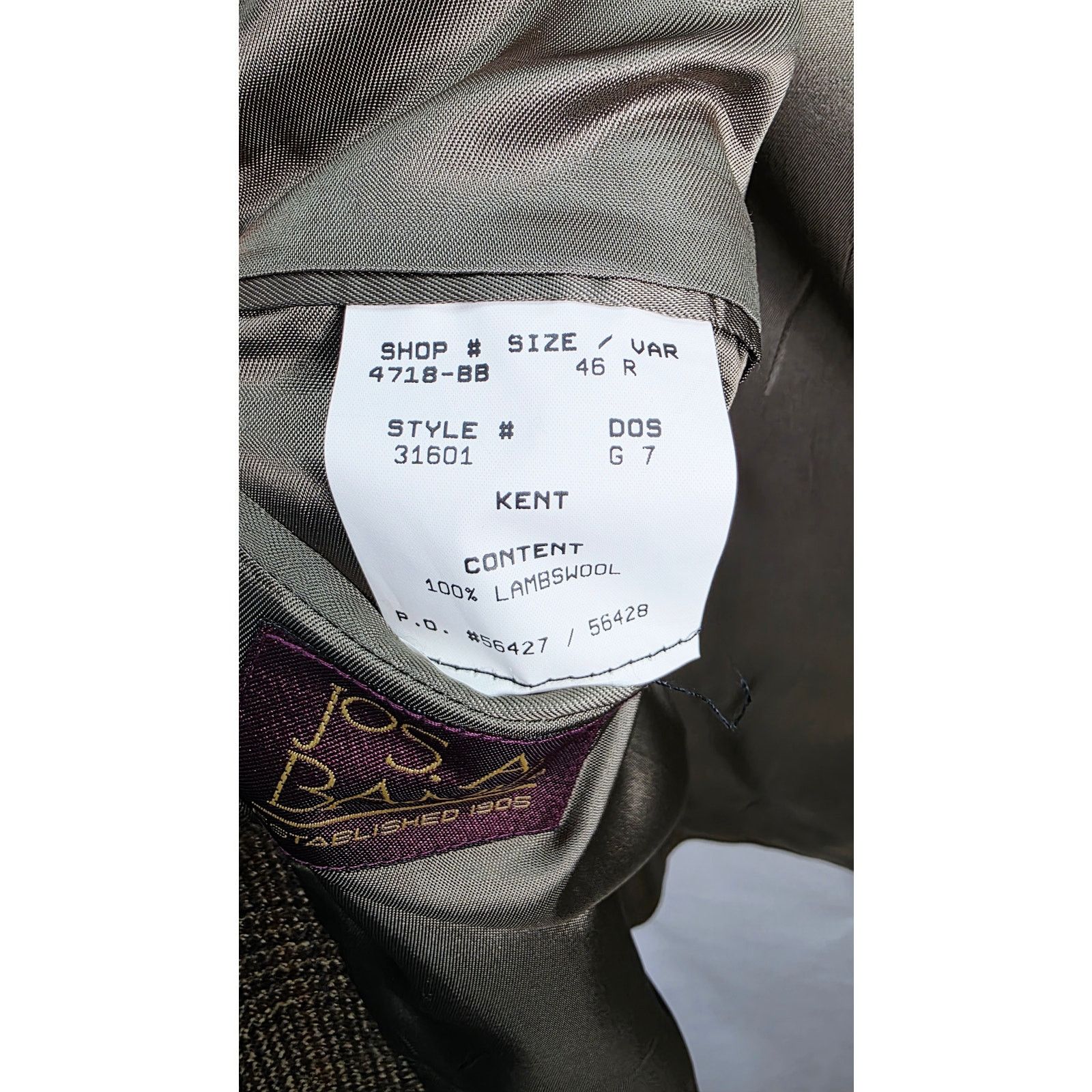 Jos. A. Bank Jos A Bank Glen Check Brown Plaid Men's Lambswool Blazer 46R Size 46R - 7 Thumbnail