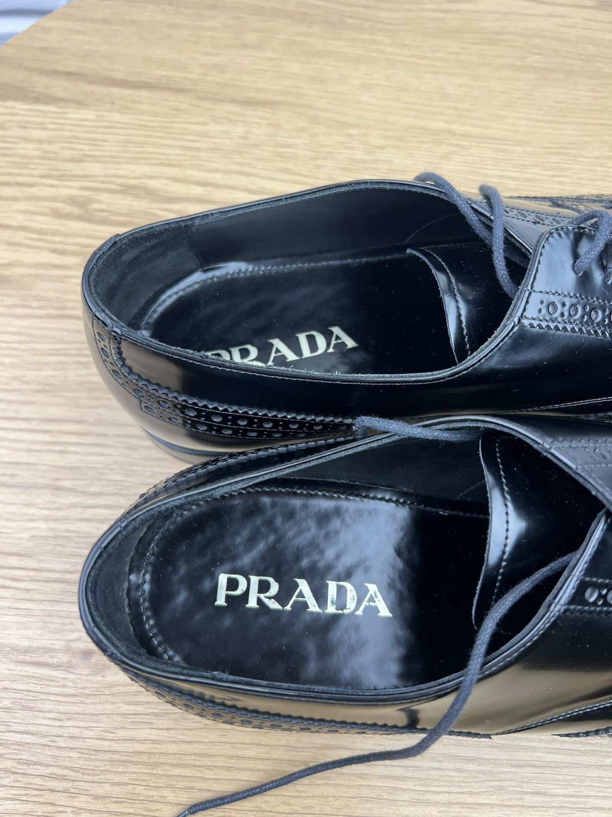 Prada PRADA MILANO Derby Brogues Leather Shoes Wingtip Black Men’s Size US 11 / EU 44 - 17 Thumbnail