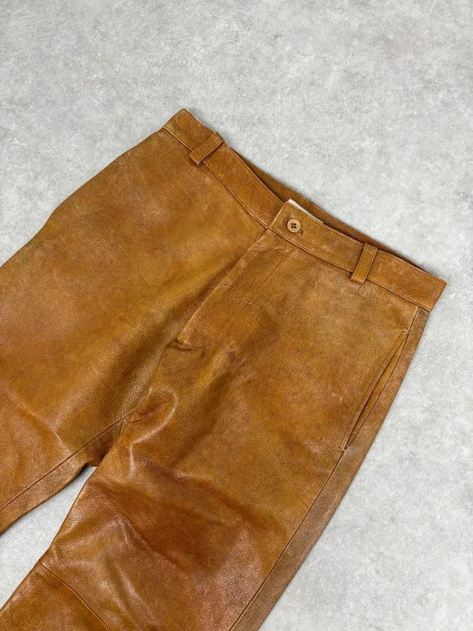 Emporio Armani 1990s Emporio Armani Cognac Silk-Lined Leather Pants Size US 32 / EU 48 - 5 Thumbnail