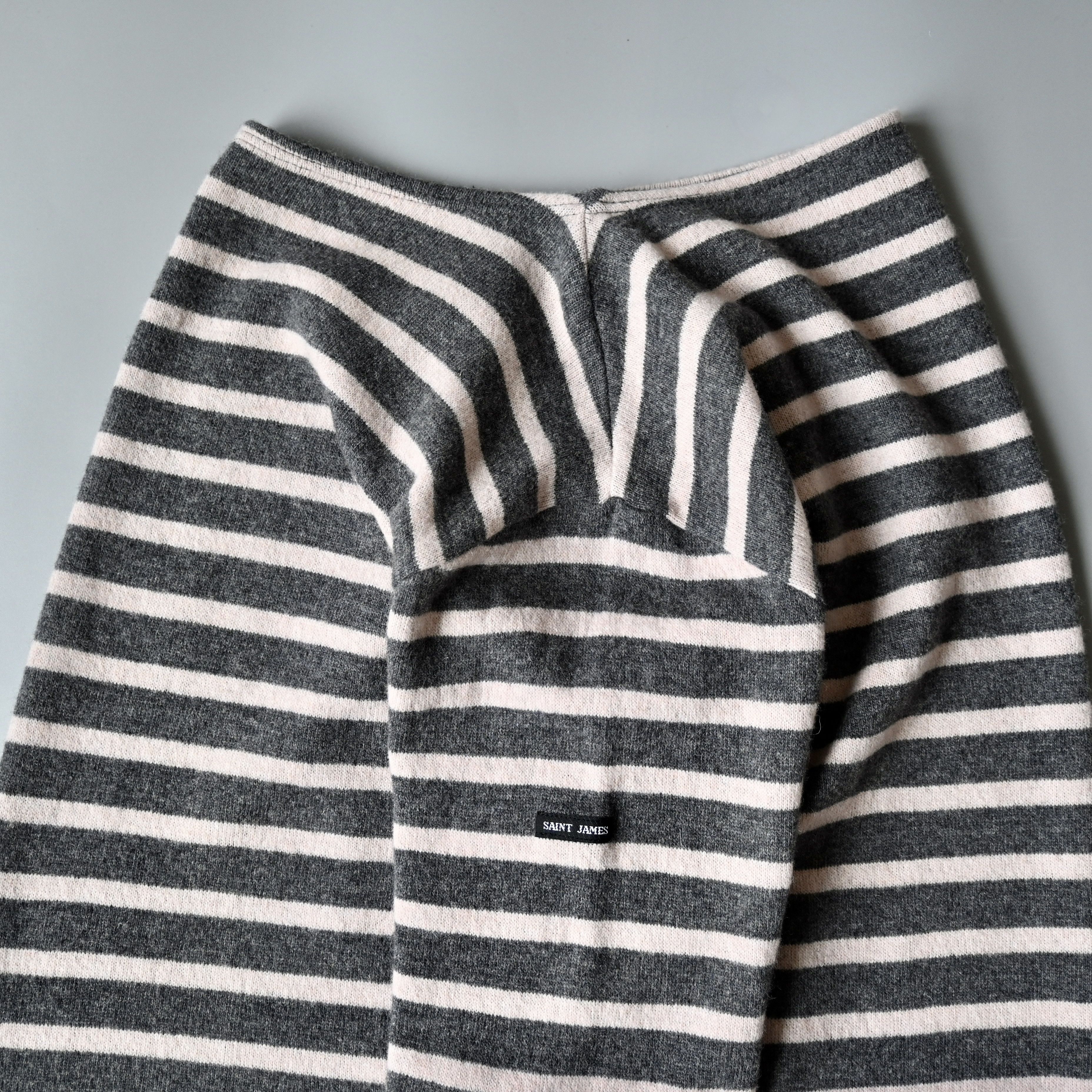 Saint James SAINT JAMES wool blend Breton sweater, gray x pink, 4/M Size US S / EU 44-46 / 1 - 9 Thumbnail