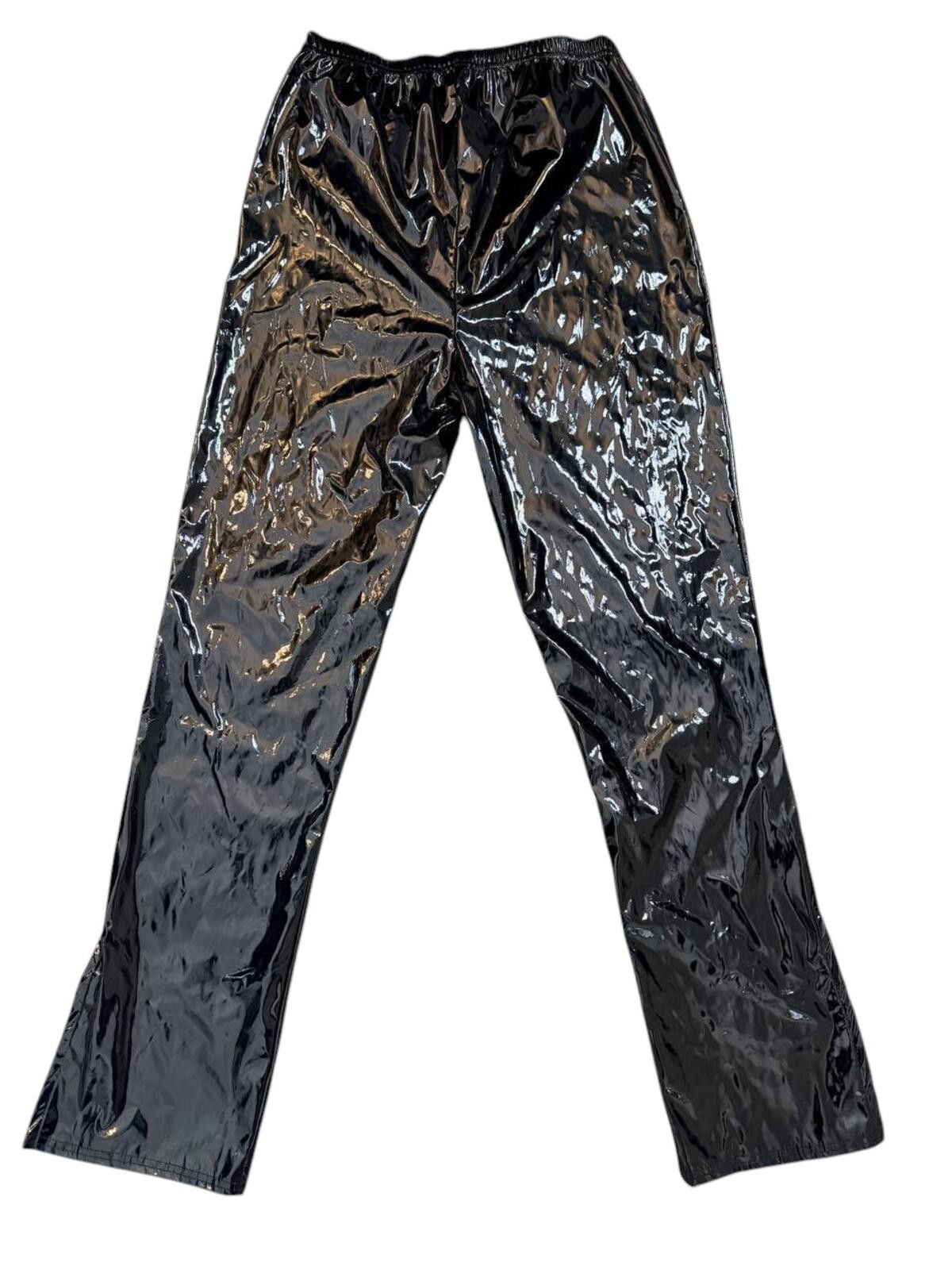 Boohoo Boohoo High Waist Extra Long Vinyl Split Hem Trouser Size 32" / US 10 / IT 46 - 5 Thumbnail