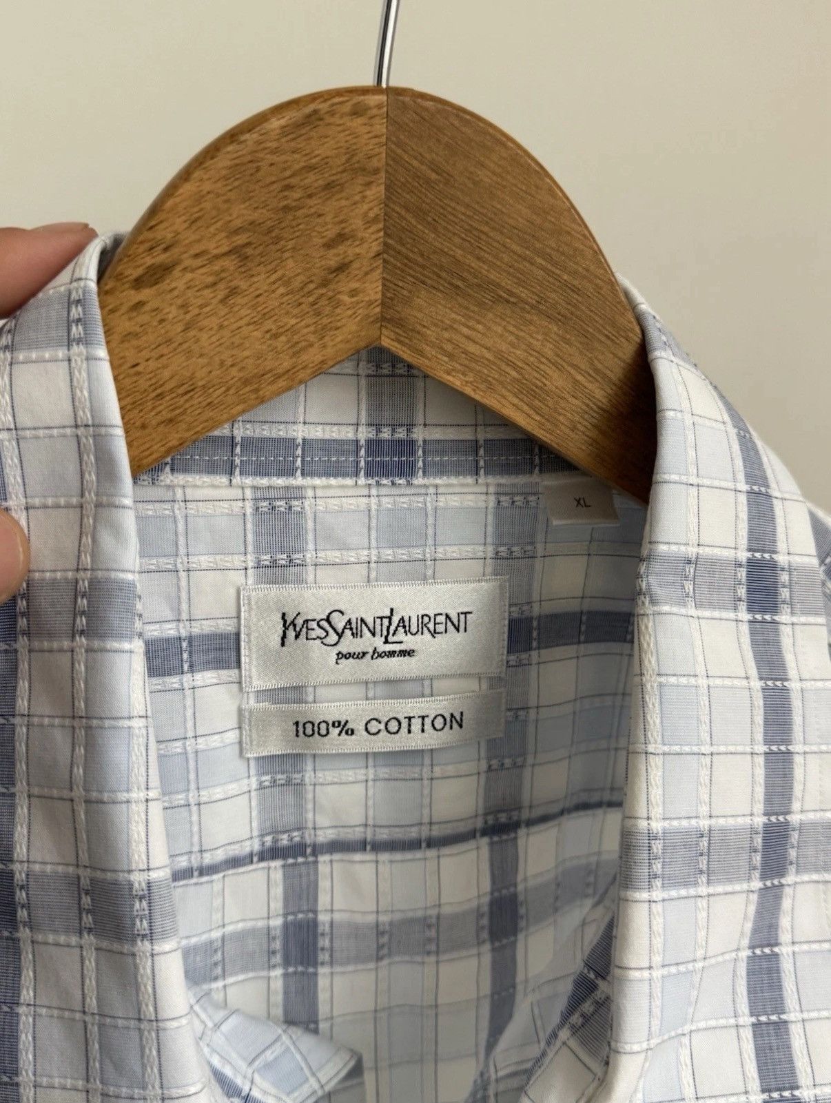 Yves Saint Laurent YVES SAINT LAURENT VINTAGE YSL CHECK CLASSIC BUTTON UP SHIRT Size US XL / EU 56 / 4 - 6 Thumbnail
