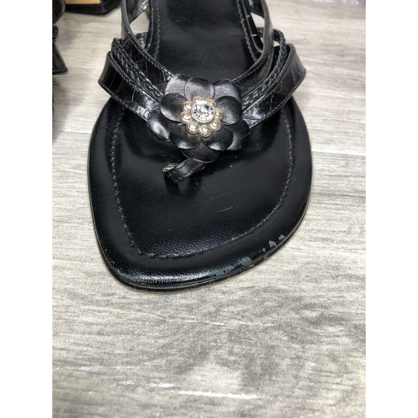 Brighton Brighton Kylie Black Leather Heart Heel Sandals Women’s Sz 9 Size US 9.5 / IT 39.5 - 8 Thumbnail