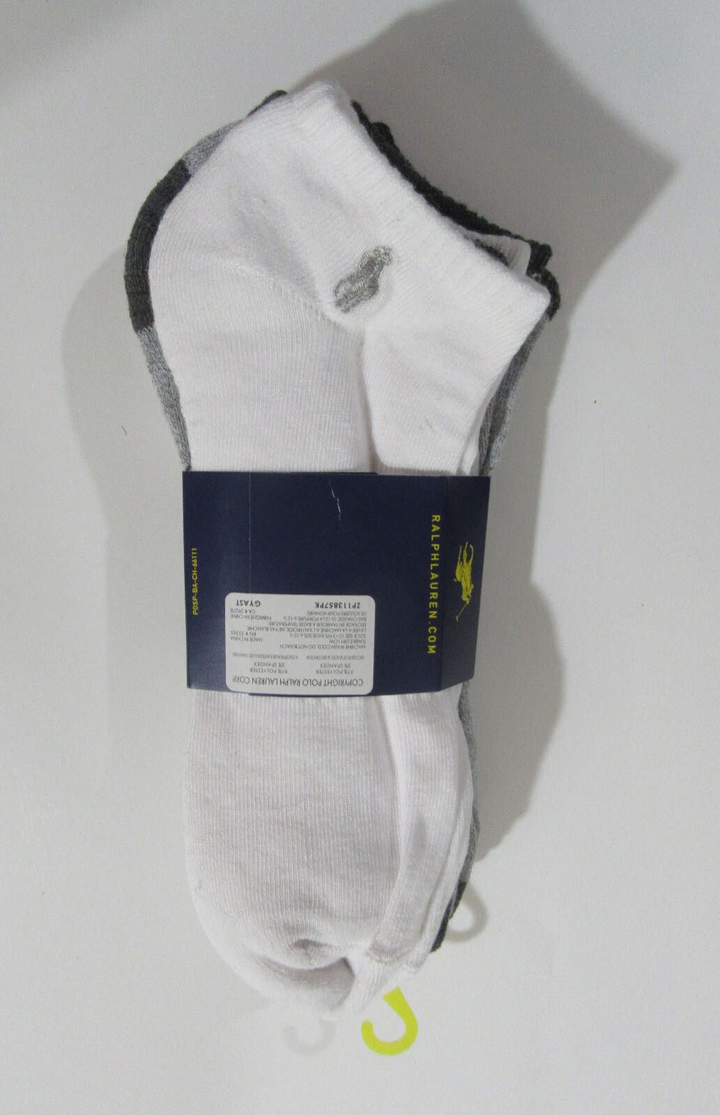 Polo Ralph Lauren Polo Ralph Lauren Mens Low Cut Socks White and Grey 4 pack Size ONE SIZE - 2 Thumbnail