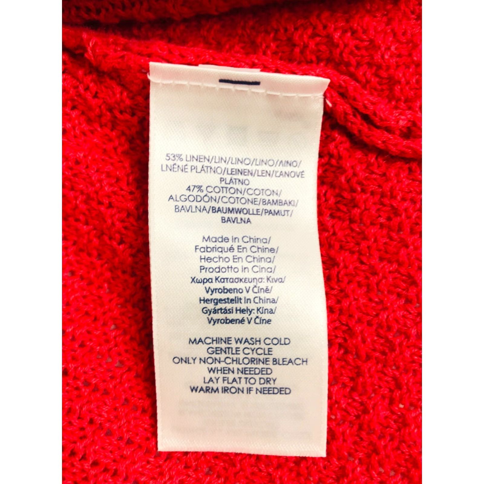 Chaps Chaps Sweater Women’s Size Medium Red Knit Pullover Long Sleeve V-Neck Laced Up Size M / US 6-8 / IT 42-44 - 6 Thumbnail