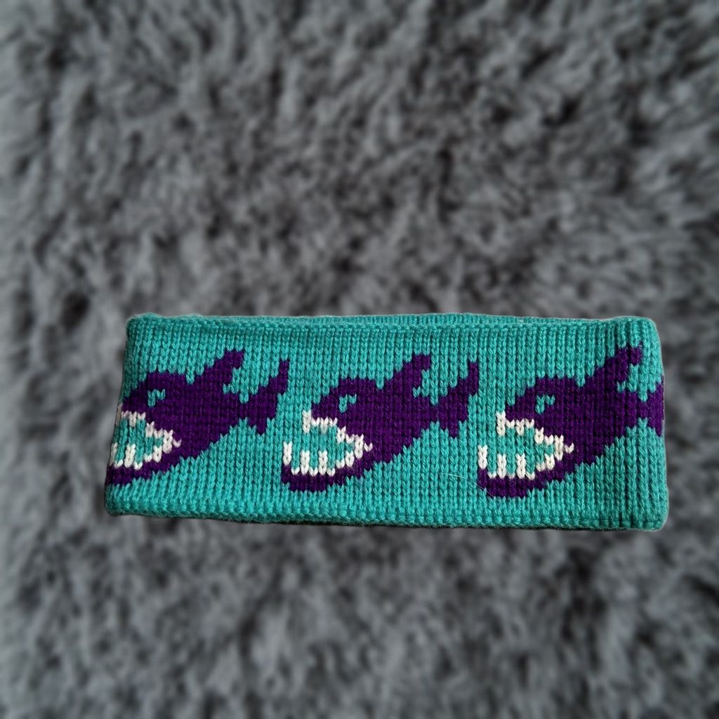 Vintage Shark Headband Womens One Size Blue Knit Purple Graphic Sharks Winter Ear Warmer Size ONE SIZE - 1 Thumbnail