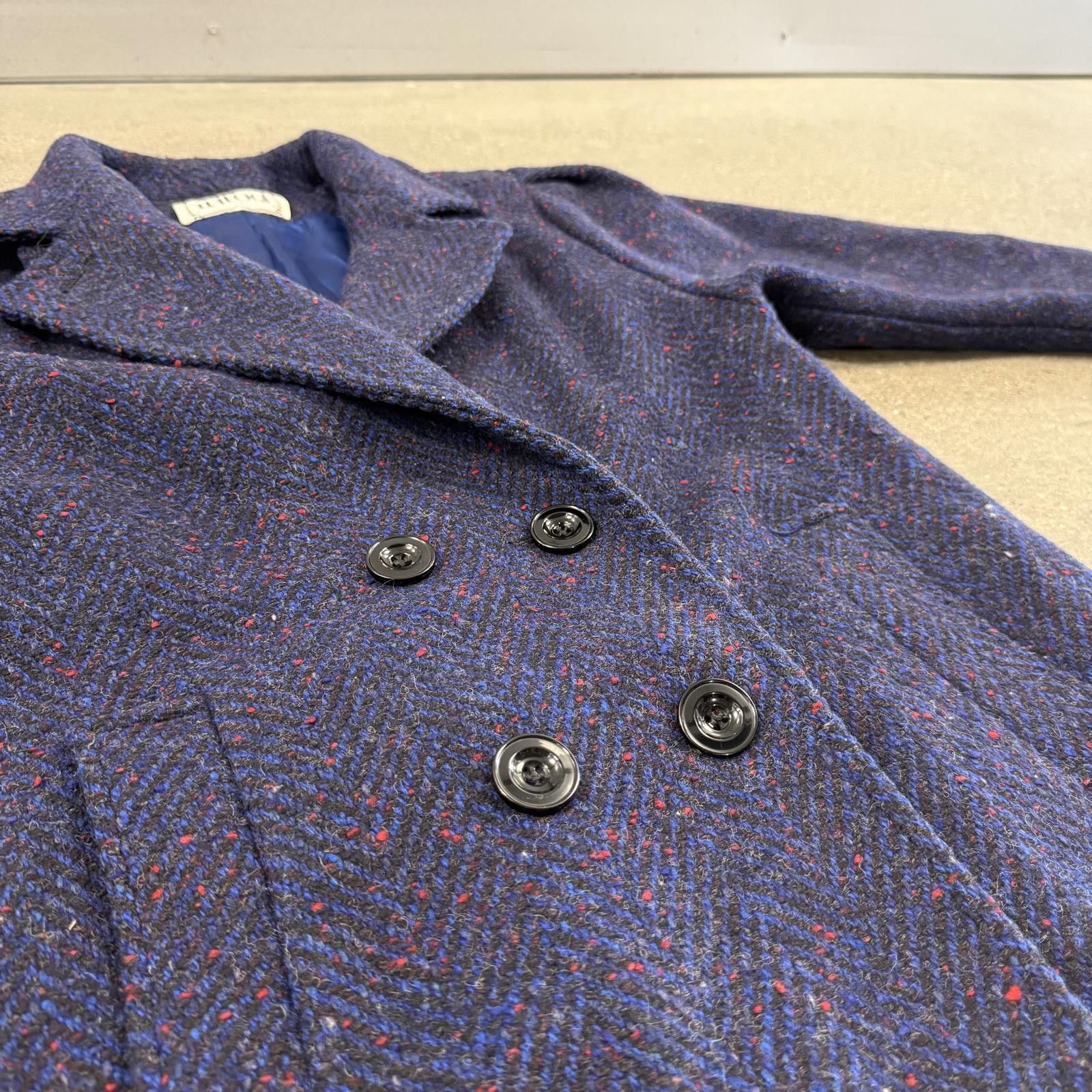 The Trilogy Tapes Vtg Trilogi Women's Long Herringbone Pea Coat Wool Tweed USA Size L / US 10 / IT 46 - 4 Thumbnail