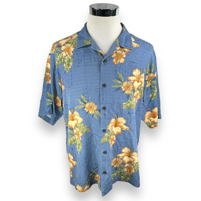 Tommy Bahama Tommy Bahama Hawaiian Shirt Mens XL Blue Floral 100% Silk