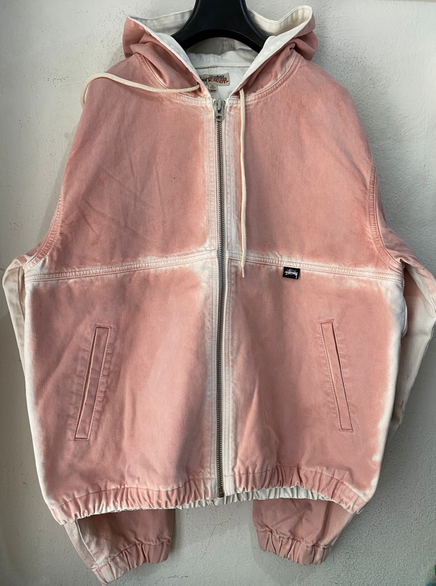Stussy Spray Dye Hooded Work Jacket Faded Pink Size US XL / EU 56 / 4 - 3 Thumbnail