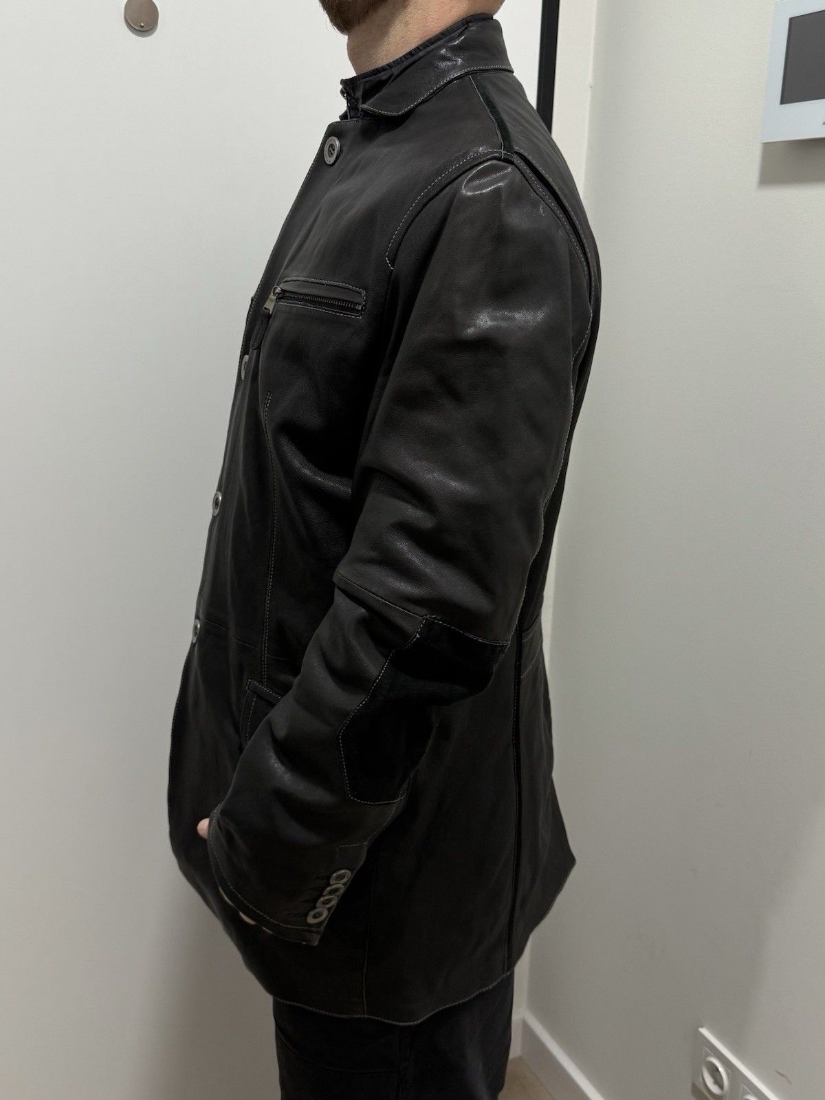 Guy Laroche Vintage Guy Laroche Homme Mens Leather Jacket Hybrid Coat Size US L / EU 52-54 / 3 - 6 Thumbnail