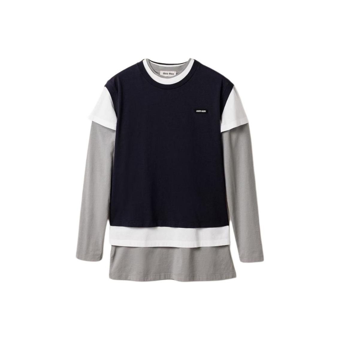 Miu Miu Miu Miu Layered Jersey Long Sleeve T-Shirt Size M Size M / US 6-8 / IT 42-44 - 1 Thumbnail