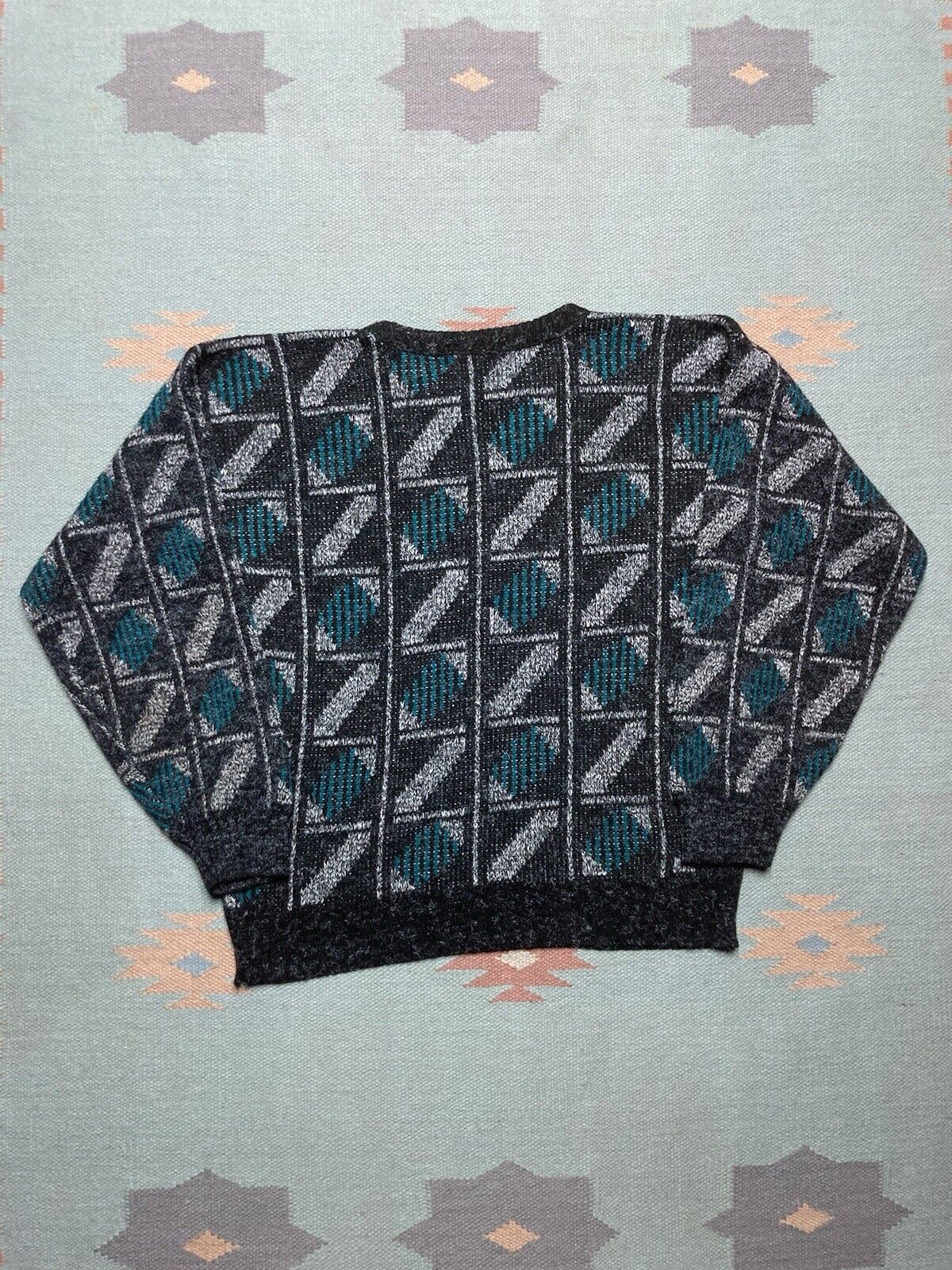 Vintage VTG 90s knit sweater crewneck abstract windowpane small Size US S / EU 44-46 / 1 - 4 Thumbnail