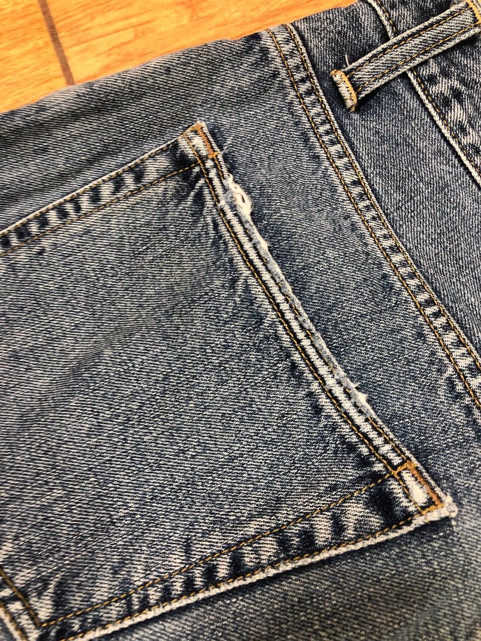 Carhartt × Japanese Brand Crazy Crash Dirty Baggy Faded Jean Japan Avant Garde Style Size US 32 / EU 48 - 2 Thumbnail