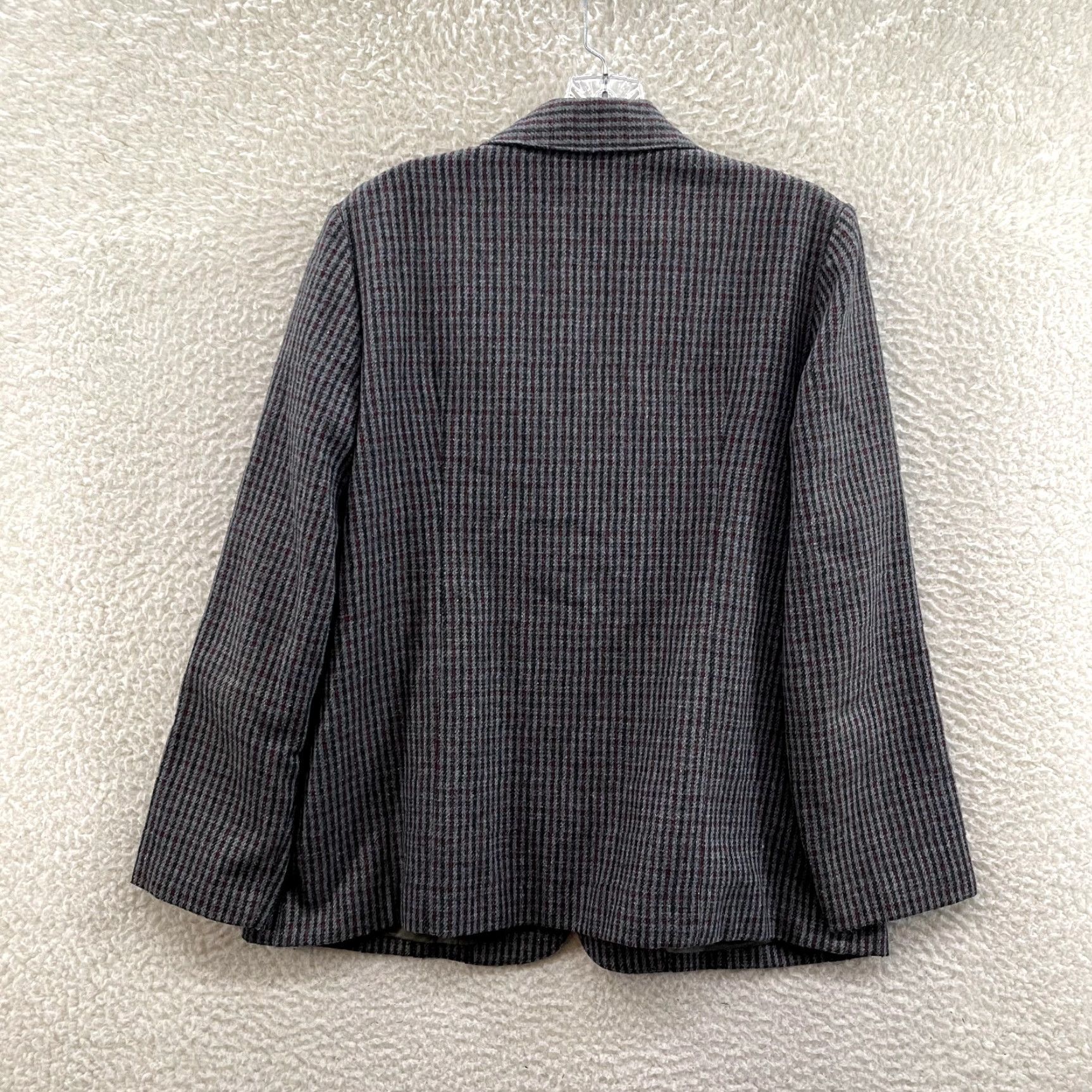 Vintage VINTAGE 90s Blazer Jacket 16 Womens Grey Plaid Wool Blend Preppy Dark Academia Present Tense Suit Jacket/Blazer Mens Womens Girls Boys Size XXL / US 16-18 / IT 52-54 - 2 Thumbnail