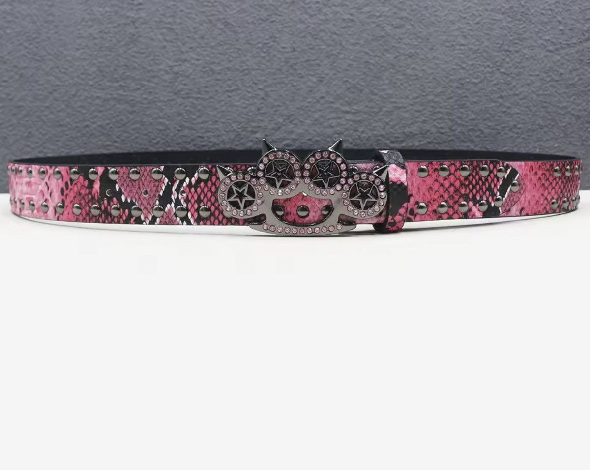 Japanese Brand 125 cm RARE Y2K Hot Snakeskin Studded PU Leather Belt Size ONE SIZE - 2 Thumbnail